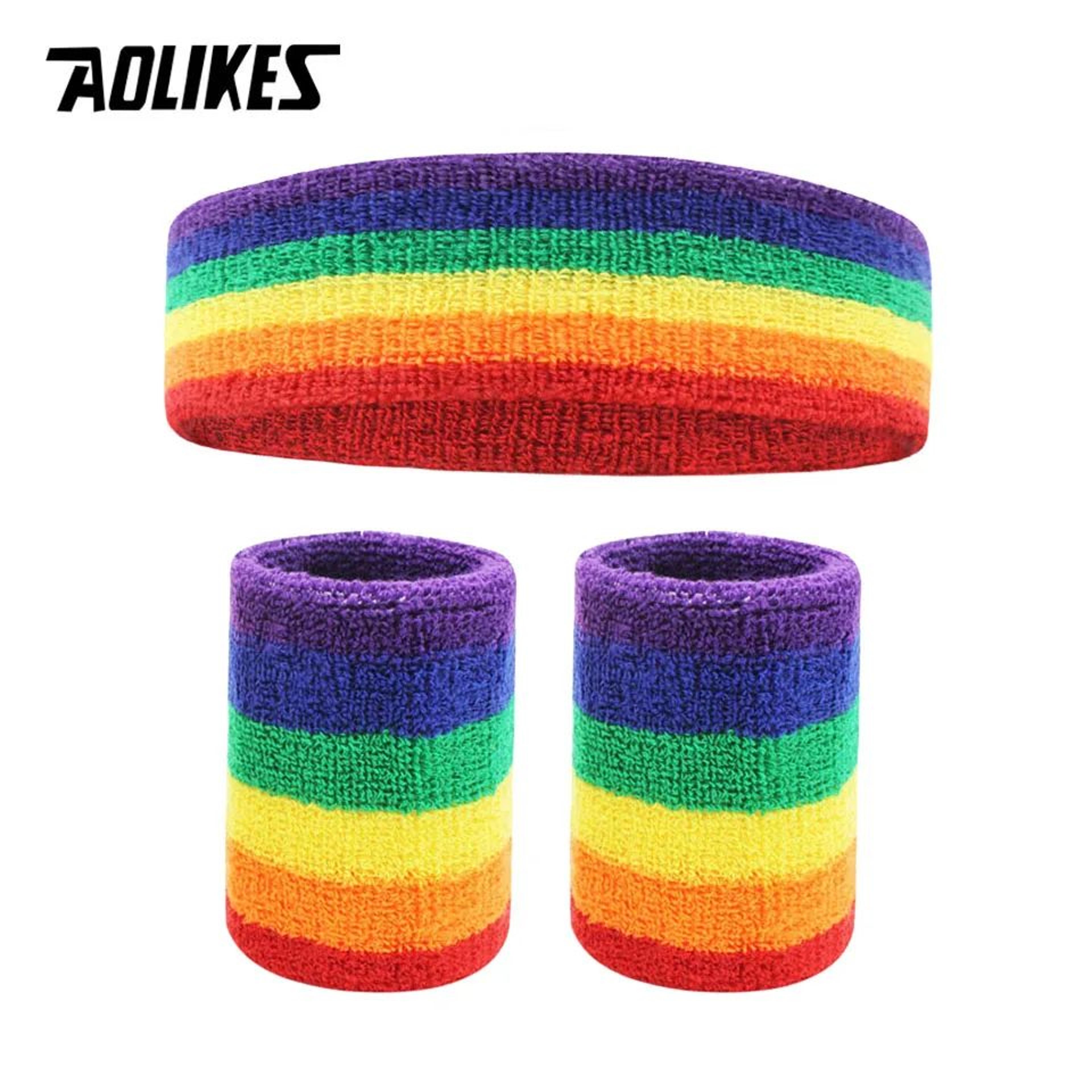 Sports Sweatband Set  Cotton Headband  Wristbands For Men And Women Running Basketball Gym Workout 29