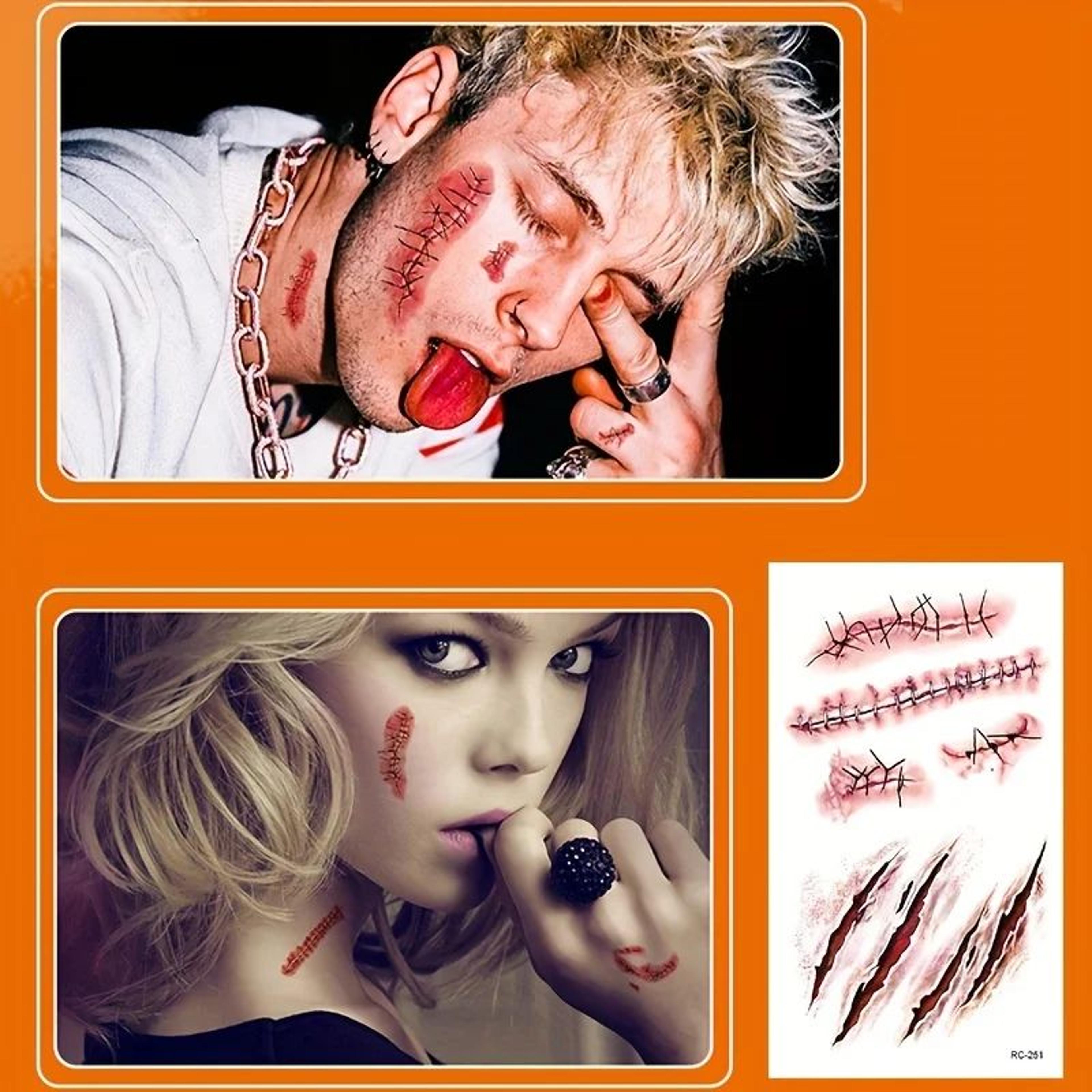 510pcs Halloween Scar Temporary Tattoo Stickers  Waterproof Fake Blood Wound Tattoos For Cosplay  P