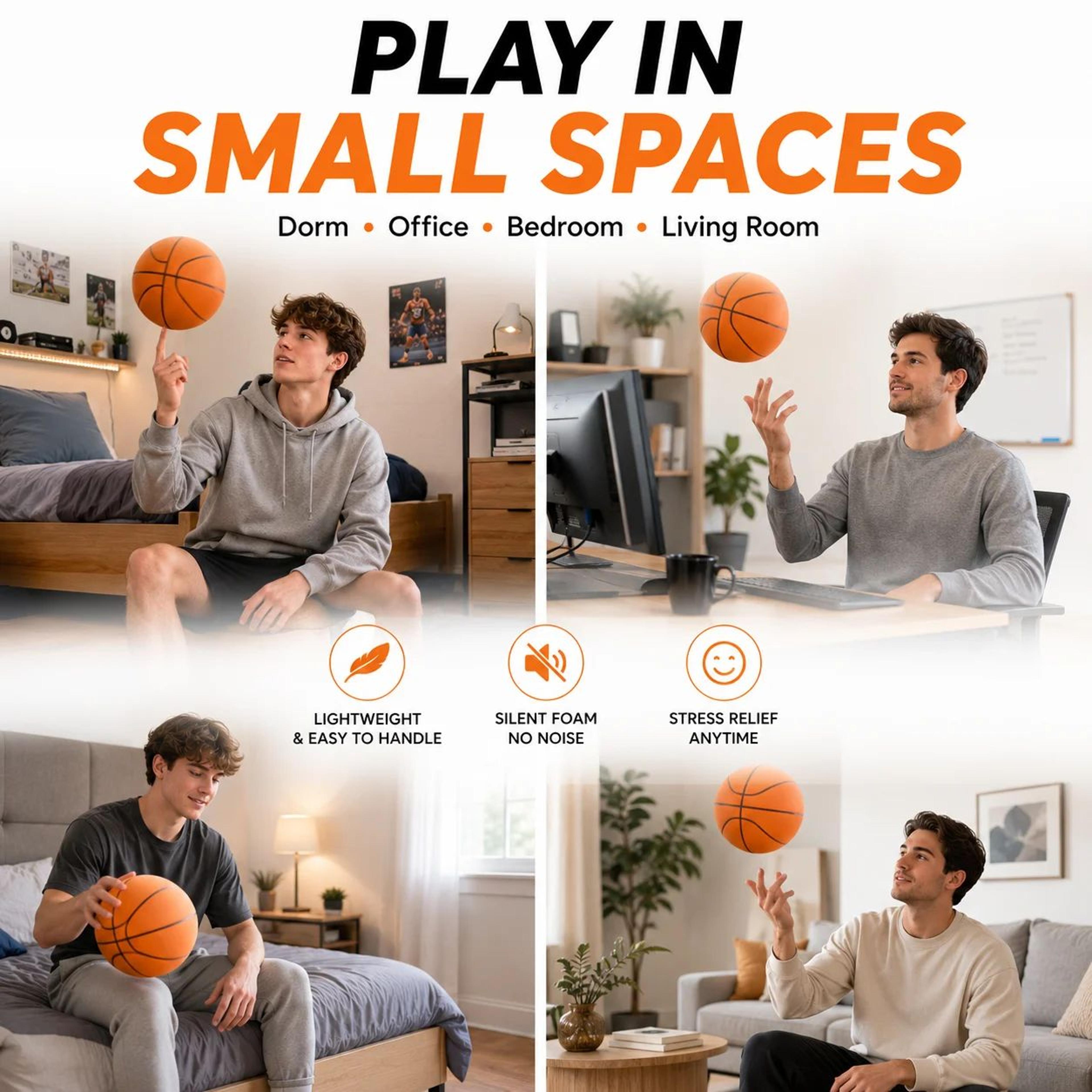 Silent Foam Basketball  High Bounce Noiseless Indoor Training Ball For Dribbling Practice Sizes 3 5 4