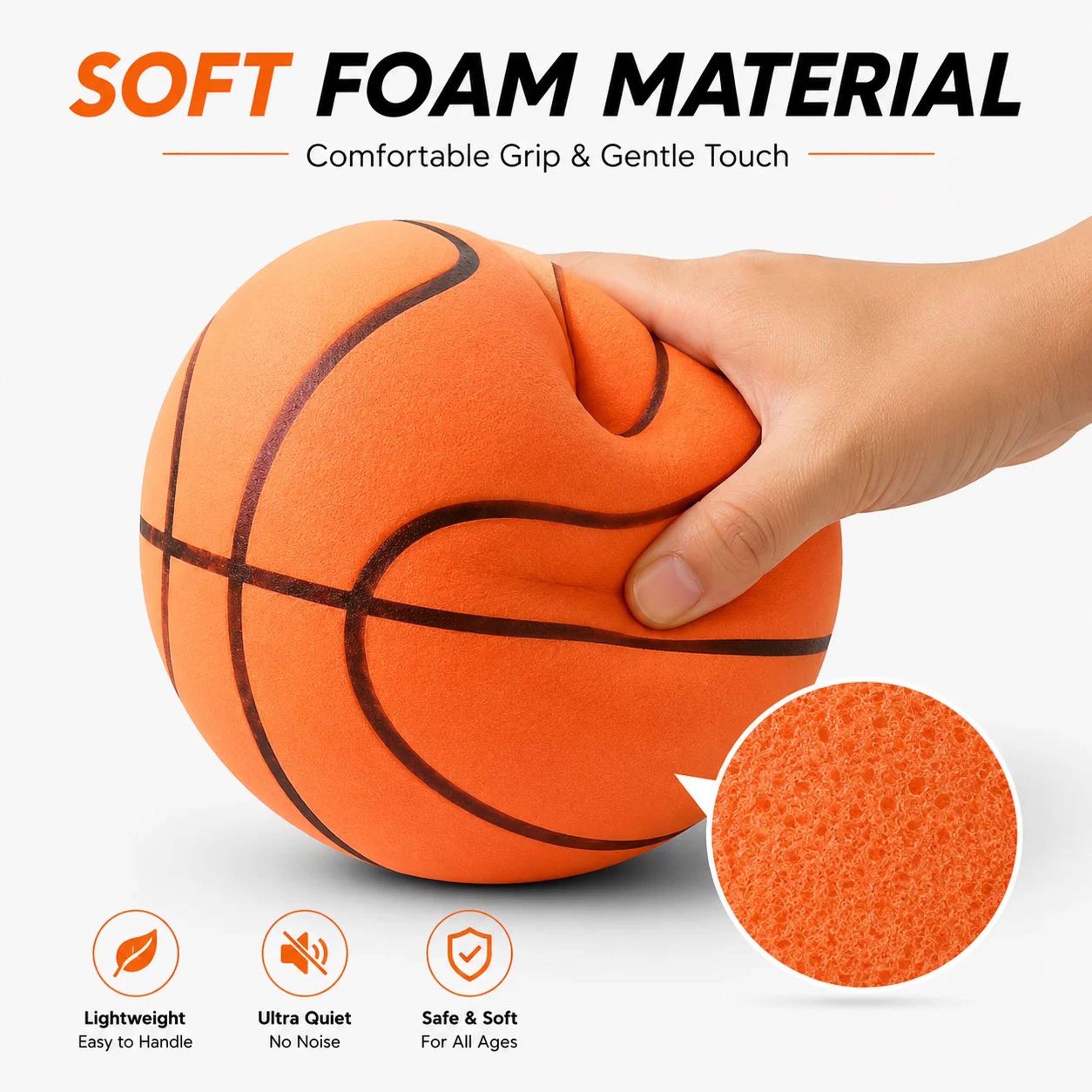 Silent Foam Basketball  High Bounce Noiseless Indoor Training Ball For Dribbling Practice Sizes 3 5 2