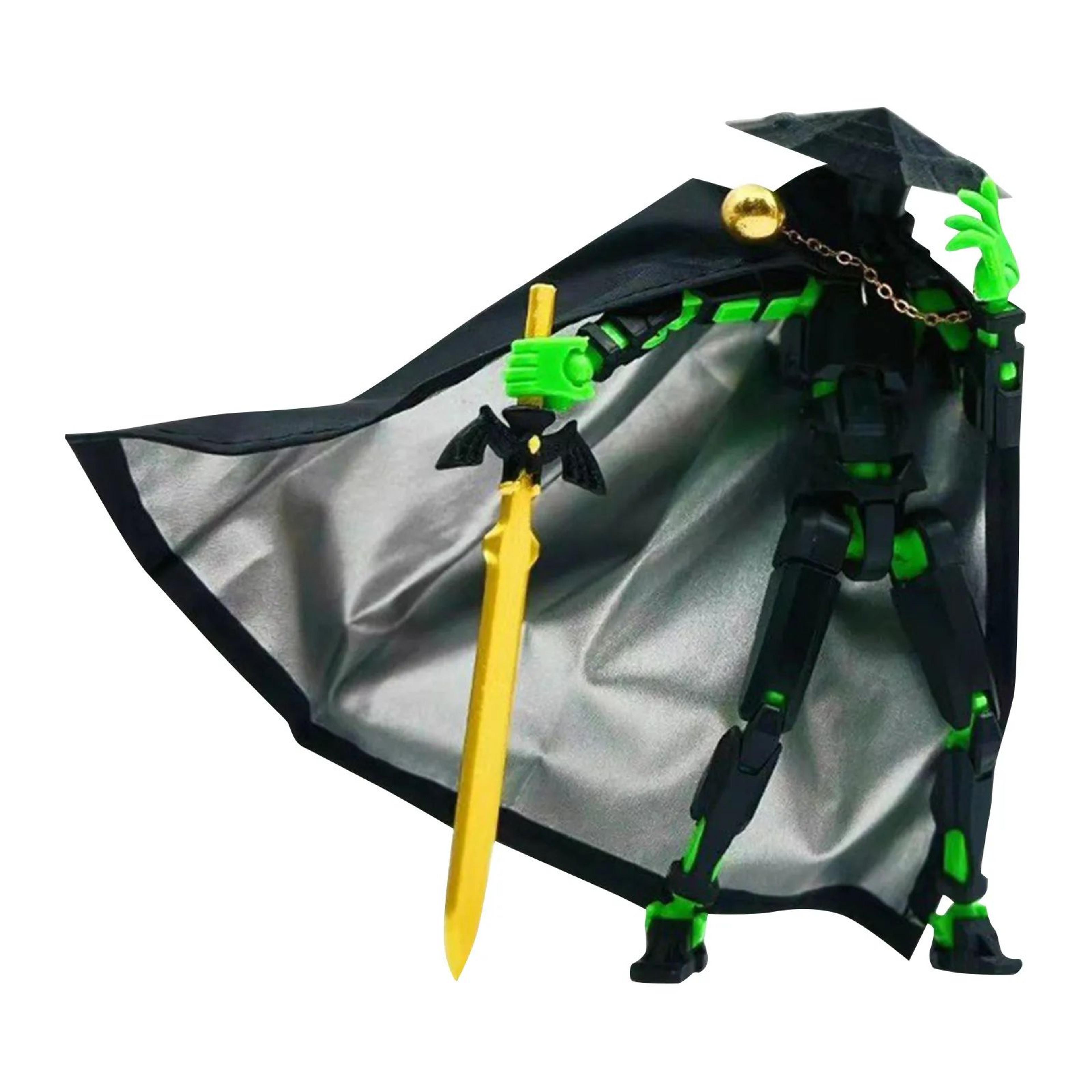 T13 MultiJointed Action Figure  Movable Swordsman Dummy With Cape Hat 8 Weapons  Interchangeable Ha 7