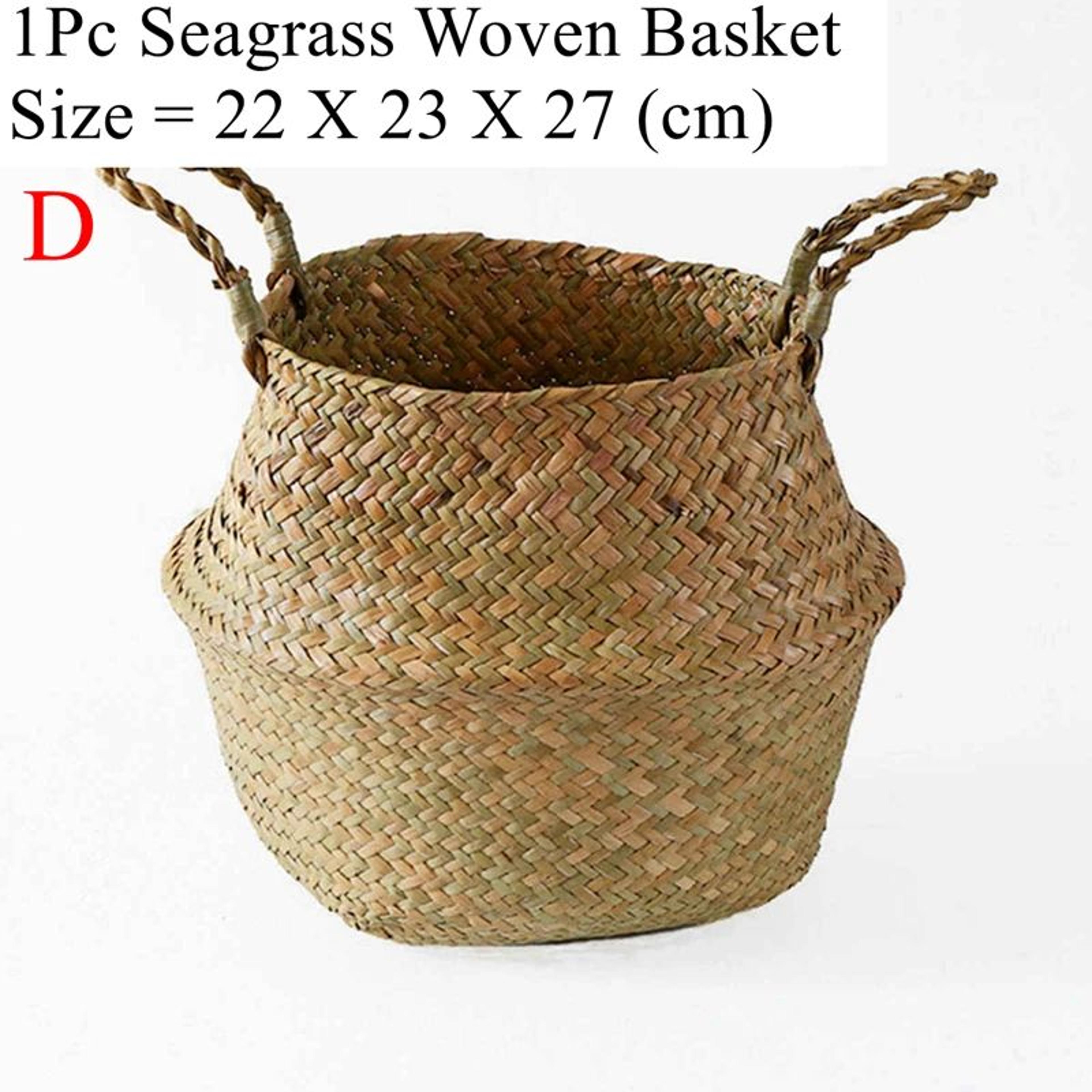 Seagrass Wicker Storage Basket  Woven Folding Plant Pot Cover Laundry Organizer  Home Garden Decora 8