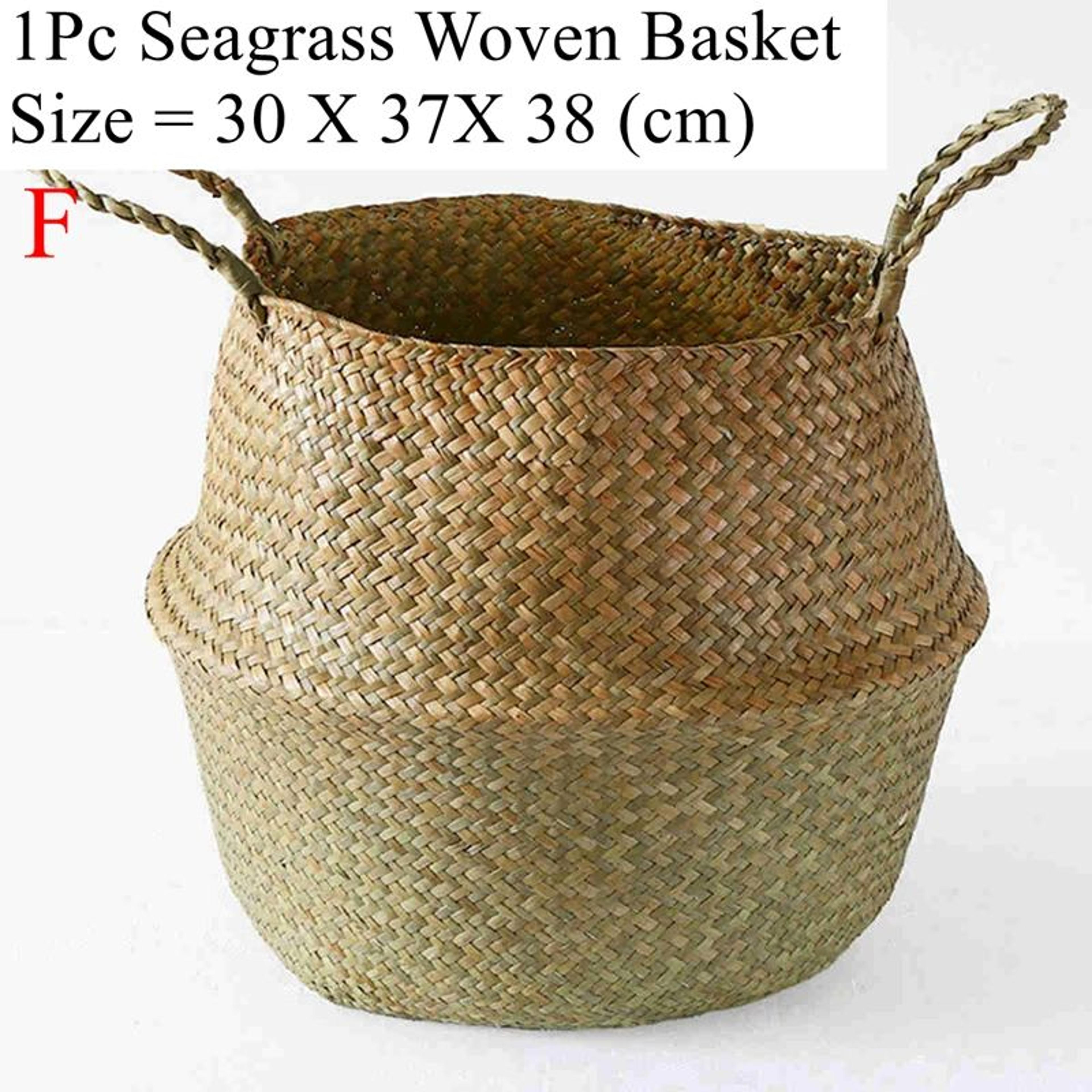 Seagrass Wicker Storage Basket  Woven Folding Plant Pot Cover Laundry Organizer  Home Garden Decora 10