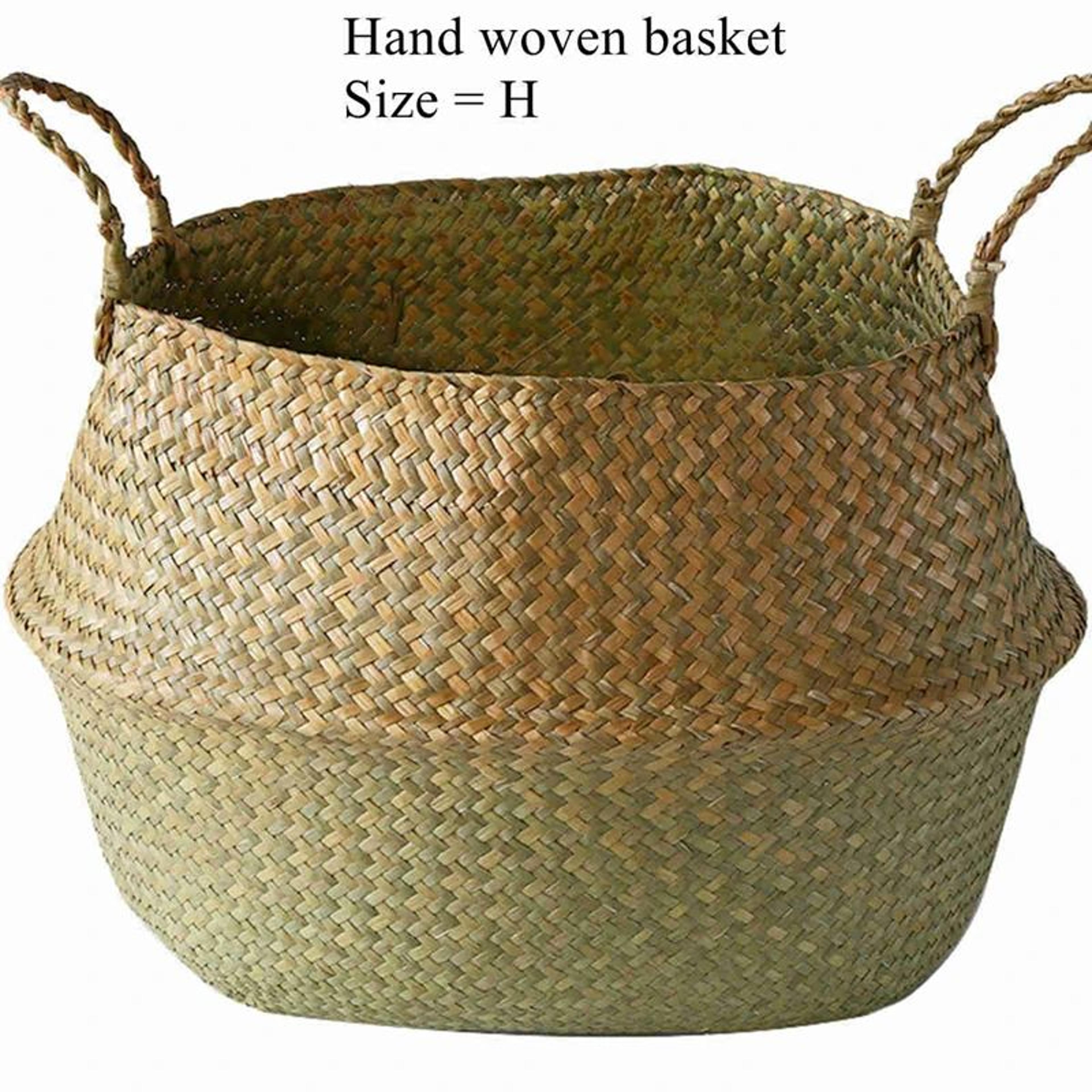 Seagrass Wicker Storage Basket  Woven Folding Plant Pot Cover Laundry Organizer  Home Garden Decora 11