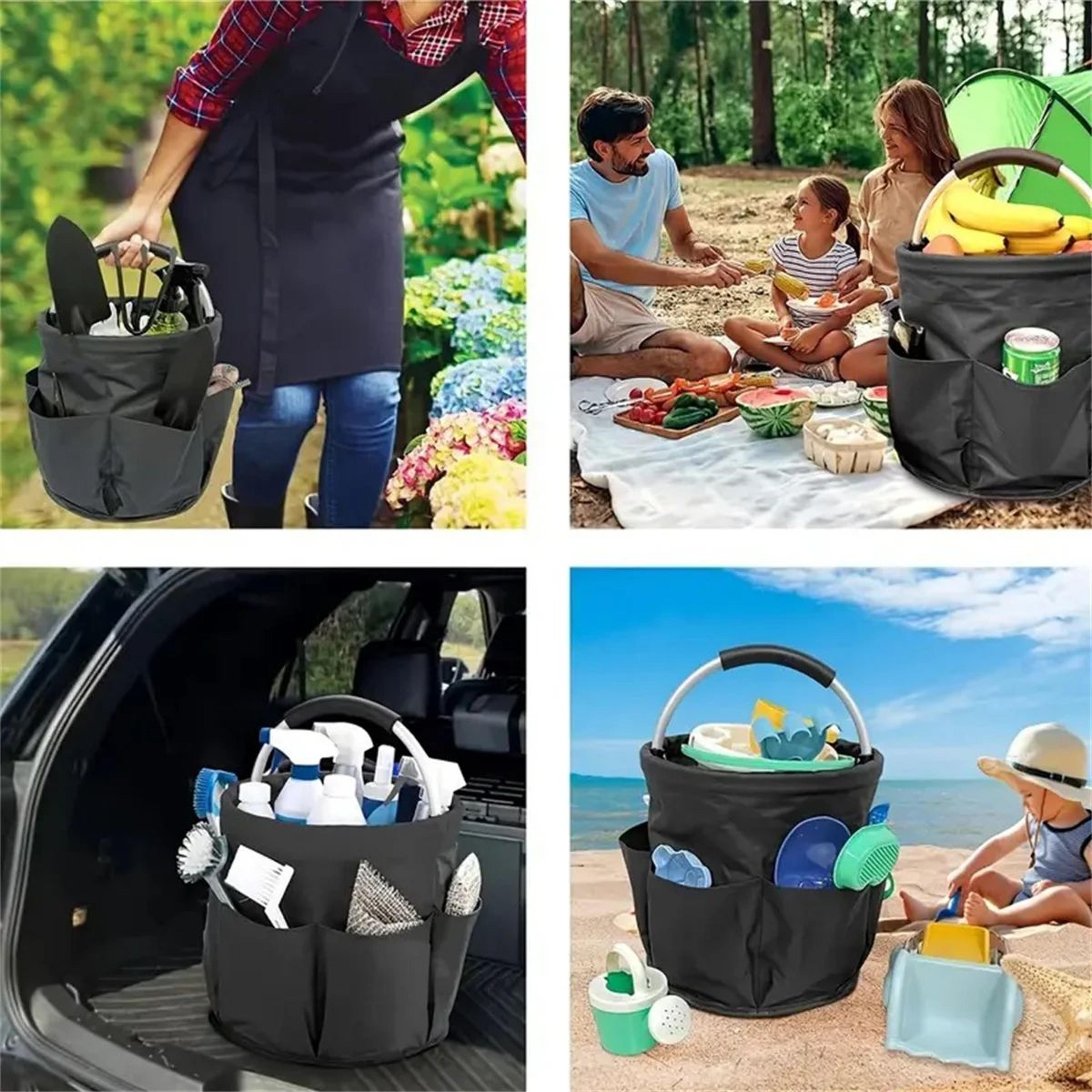 Portable Foldable Storage Basket  Fabric Picnic Garden Tool Travel Toiletry  Outdoor Hand Carry Org 1