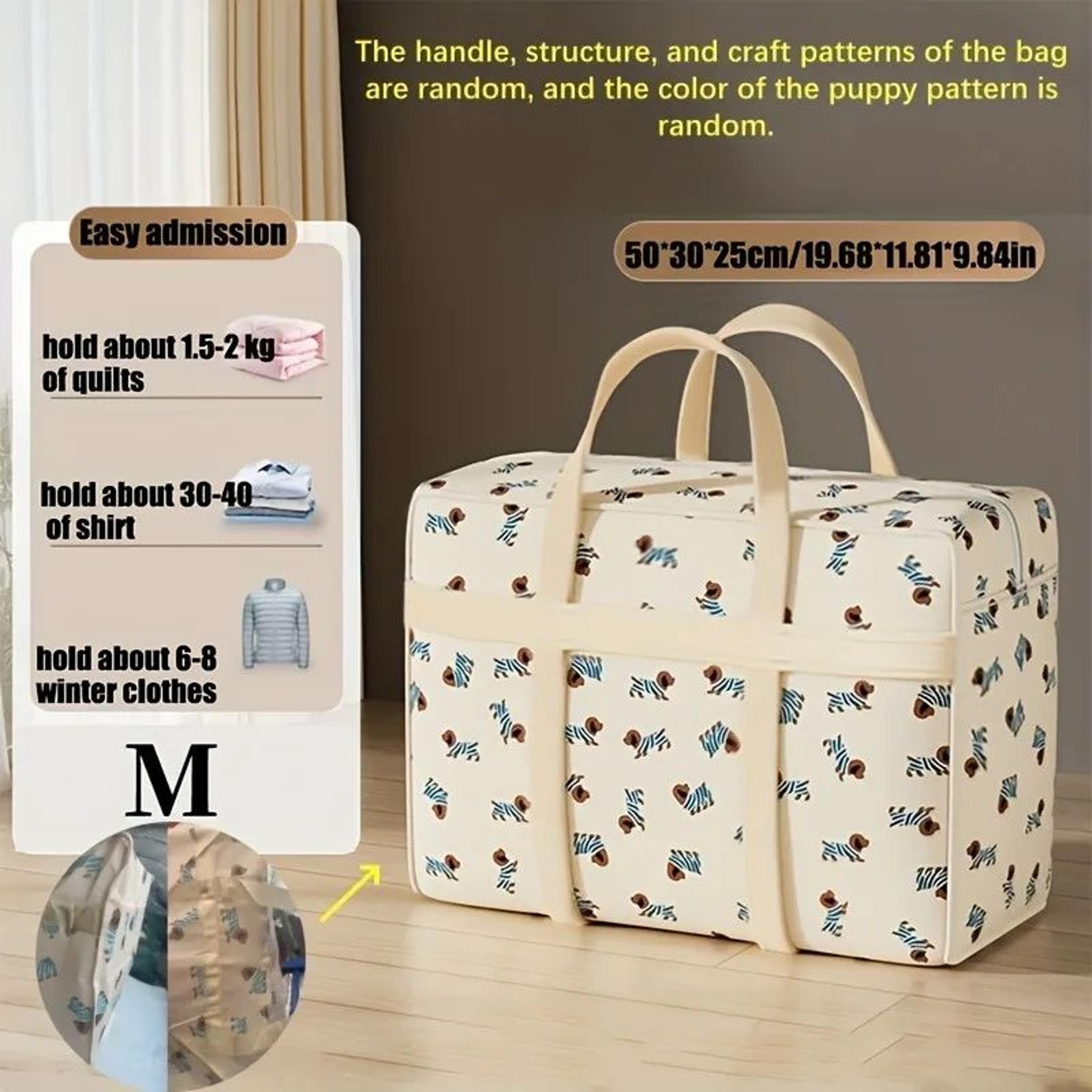 Cute Puppy Foldable Travel Organizer Bag  Large Capacity Polyester Luggage Storage Tote For Packing 3