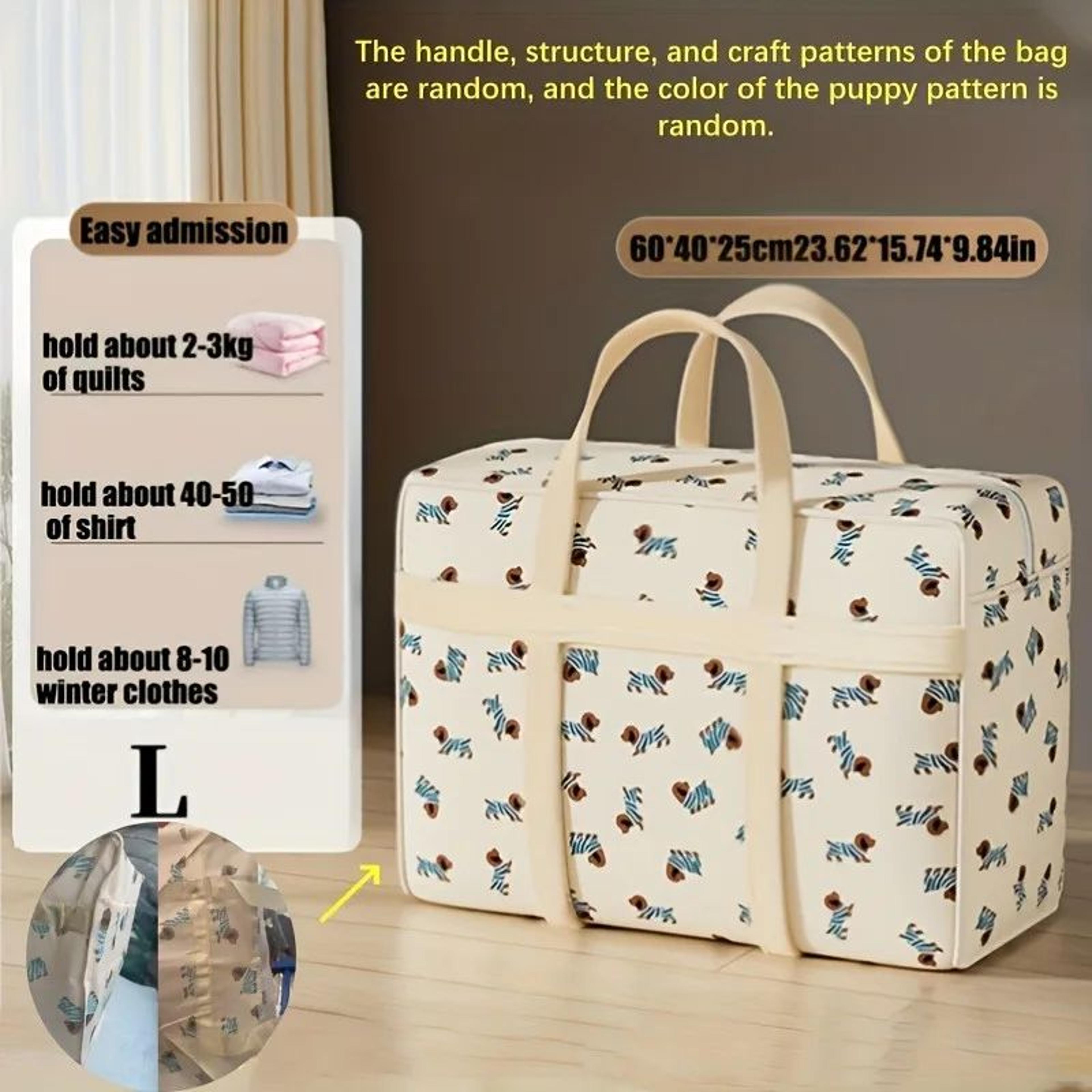 Cute Puppy Foldable Travel Organizer Bag  Large Capacity Polyester Luggage Storage Tote For Packing 5