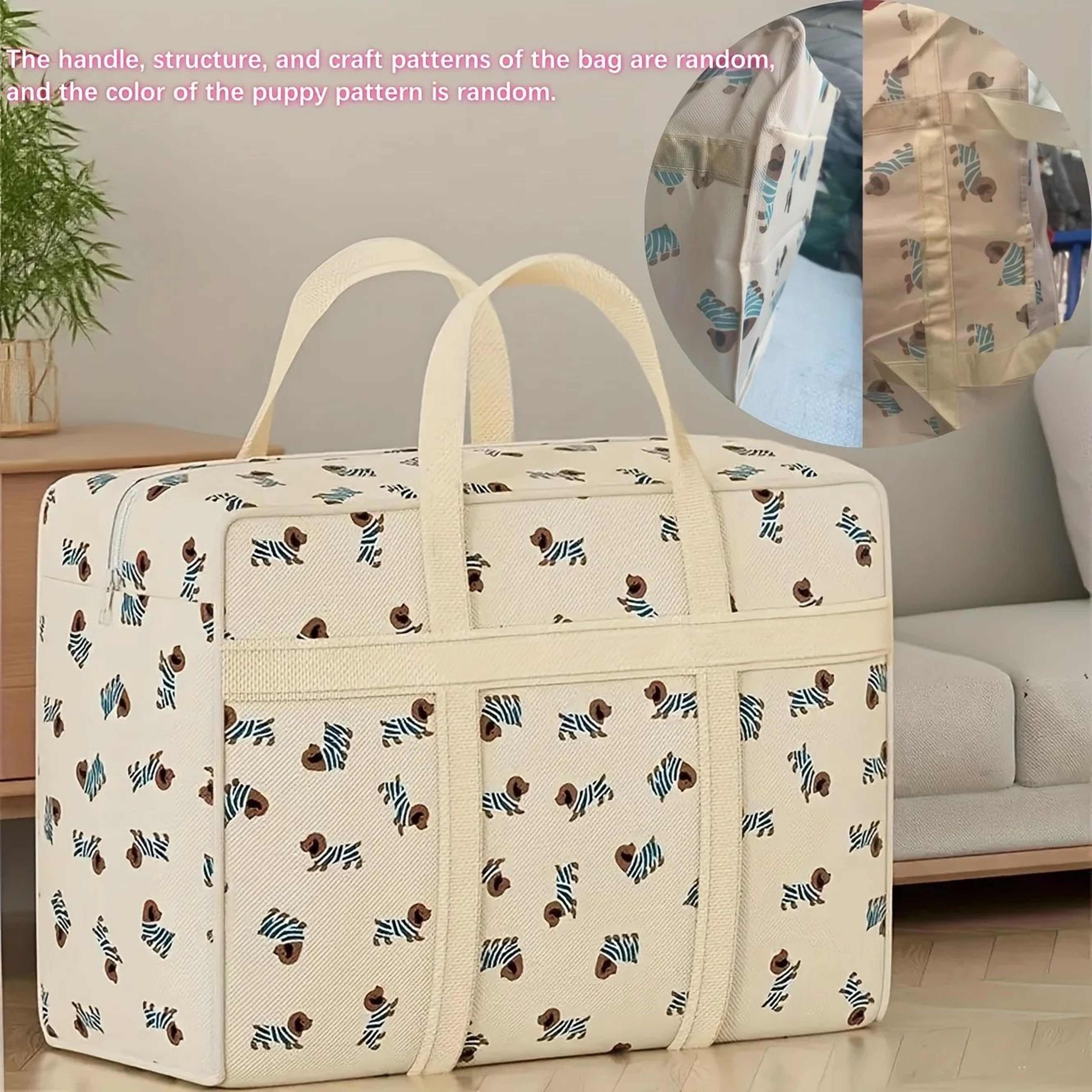 Cute Puppy Foldable Travel Organizer Bag  Large Capacity Polyester Luggage Storage Tote For Packing 2