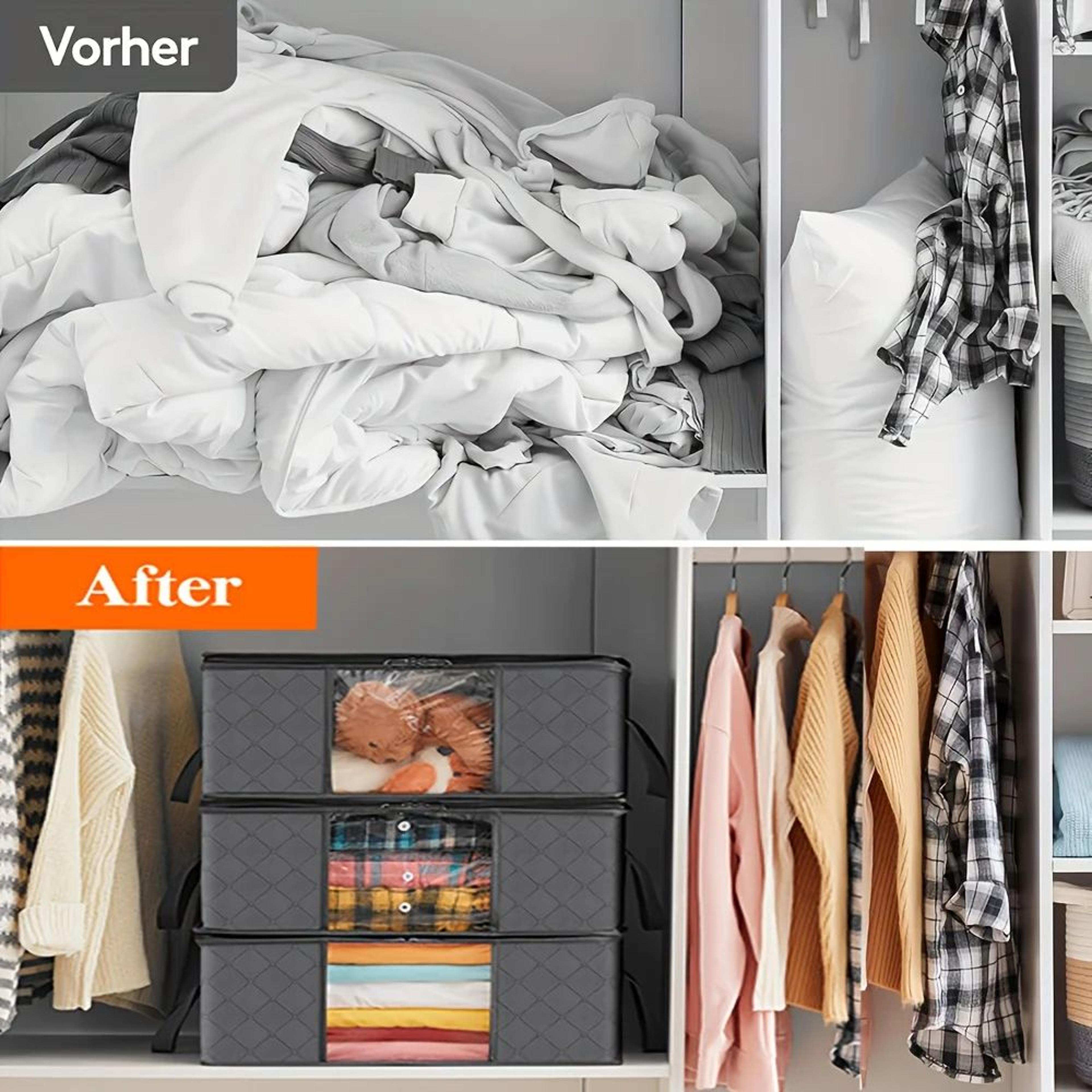 35L Foldable Fabric Storage Bags  Quilted NonWoven Organizer Boxes With Clear Windows For Clothes B 1