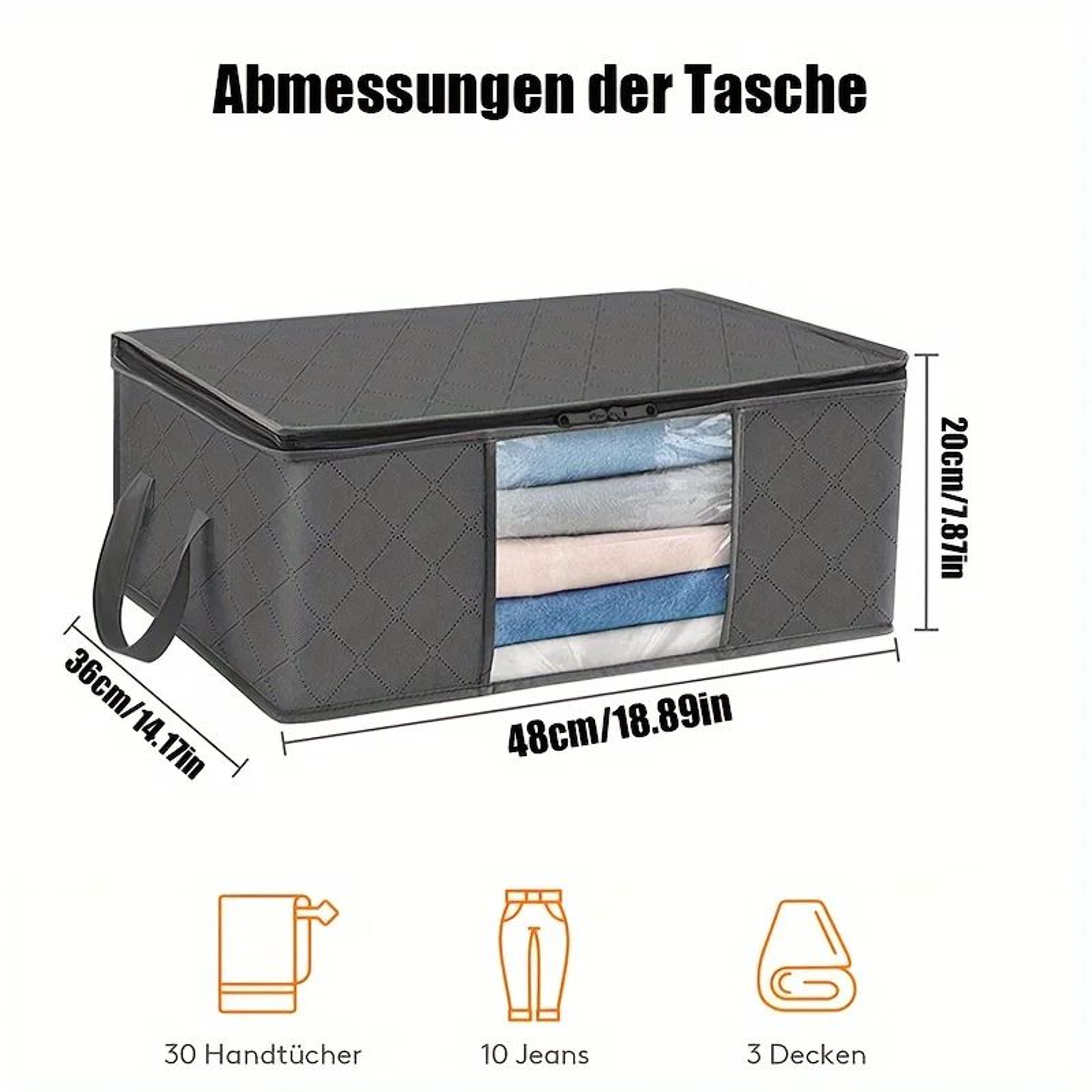 35L Foldable Fabric Storage Bags  Quilted NonWoven Organizer Boxes With Clear Windows For Clothes B 2