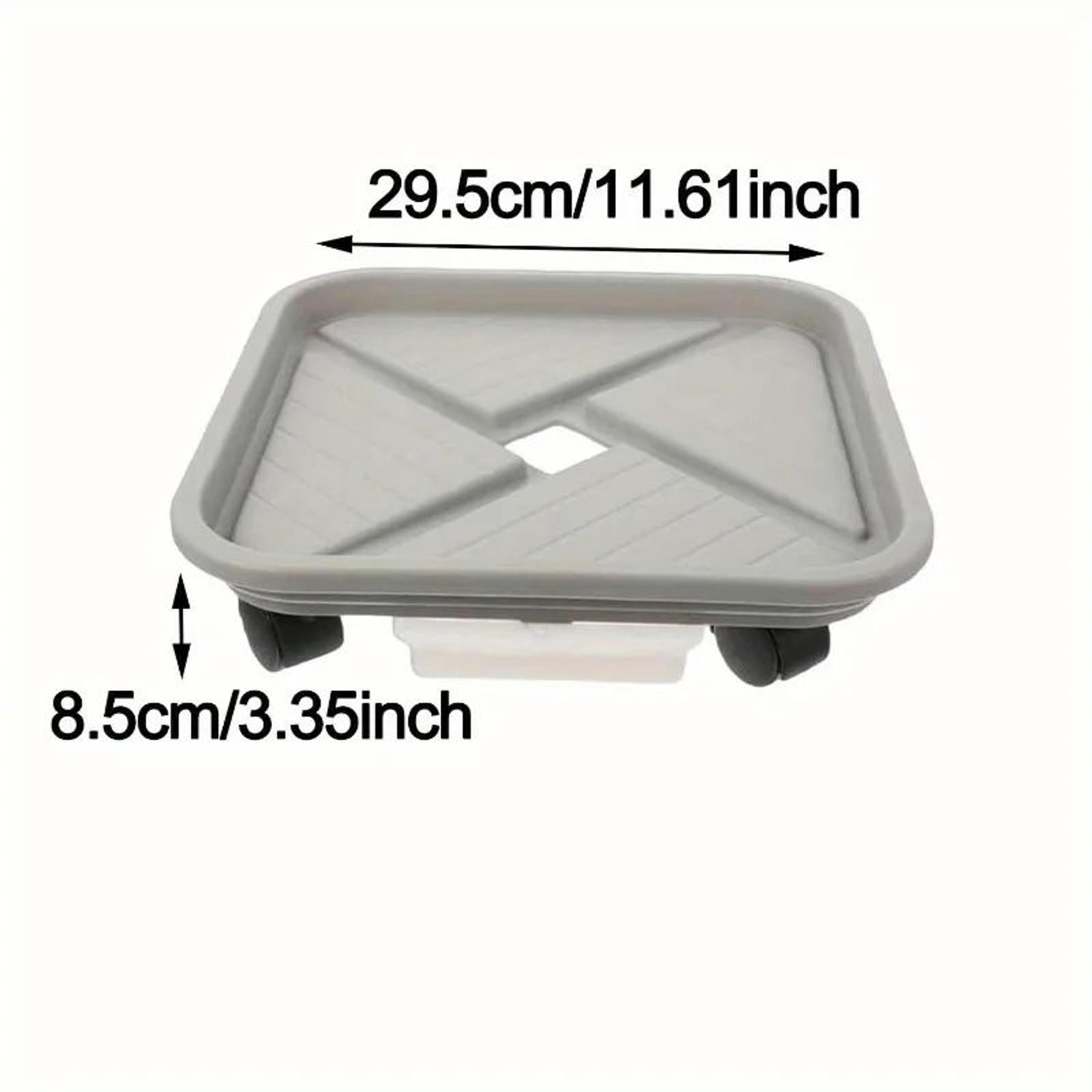 4Wheel Rolling Plant Caddy  Square Plastic Flower Pot Mover With Drainage Tray For Indoor  Outdoor  8