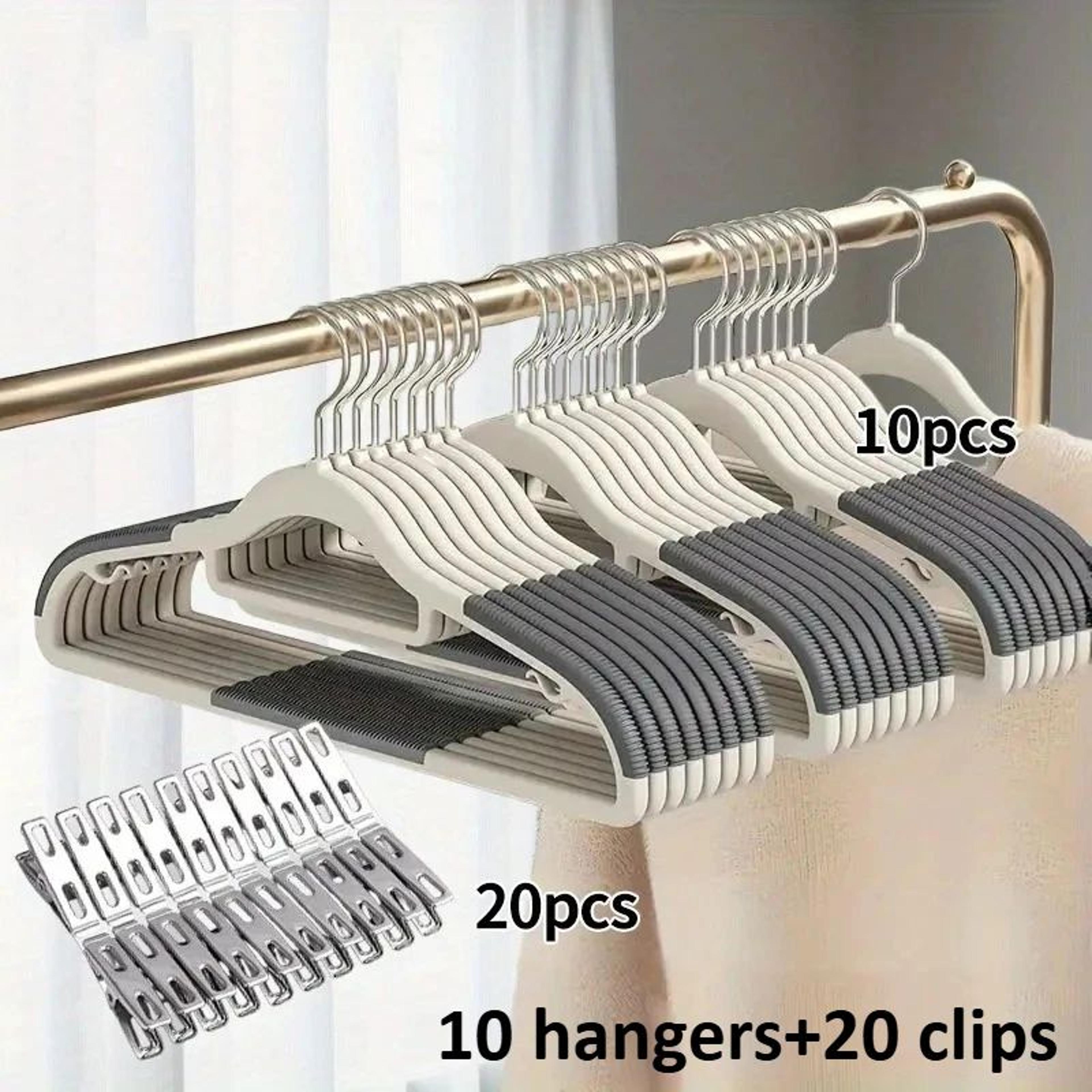 30pcs Velvet Hanger Set  10 HeavyDuty AntiSlip Clothes Hangers  20 Clips For Closet And Wardrobe Or 8