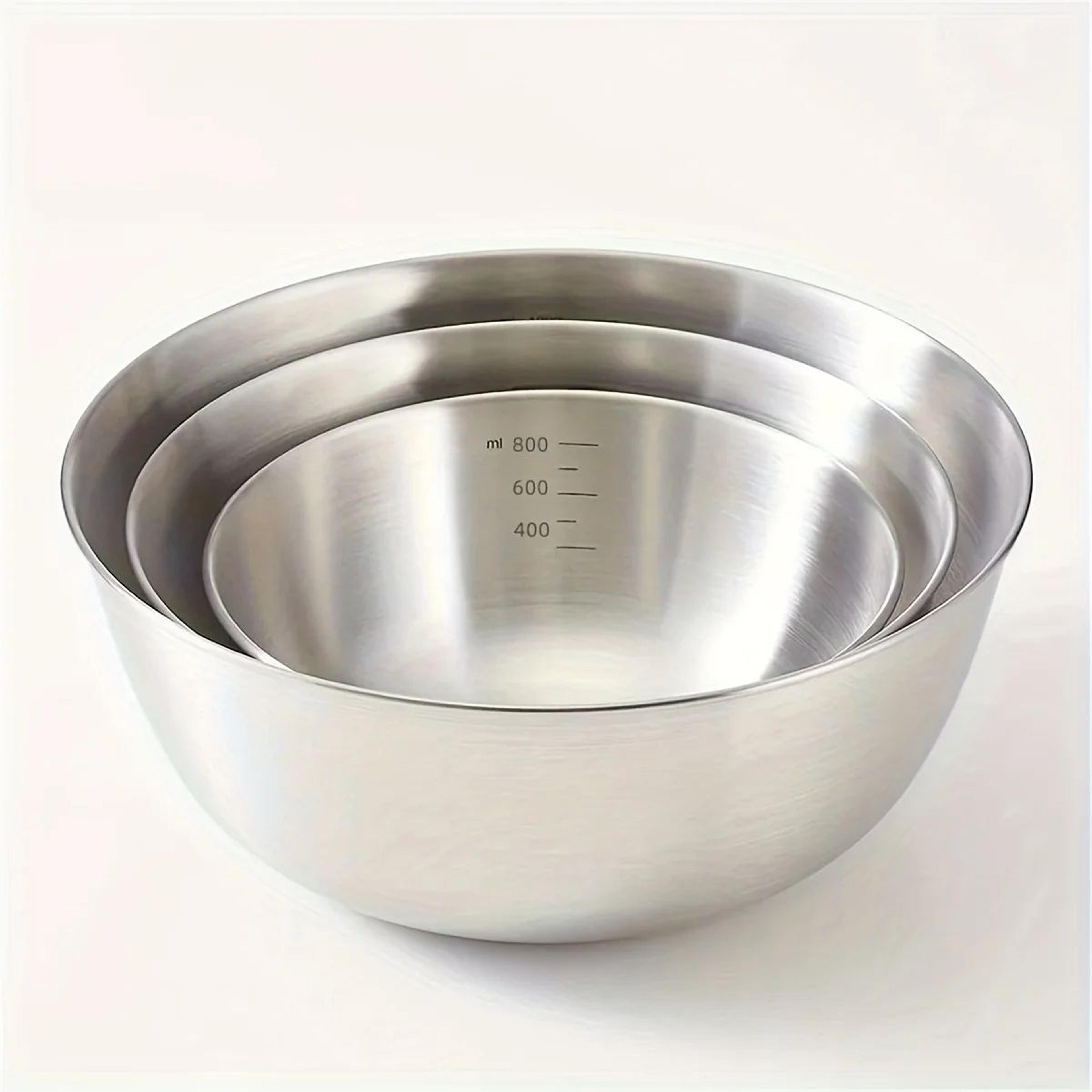 3pcs Stainless Steel Mixing Bowls  Thickened Measuring Kitchen Bowl Set For Baking Kneading Eggs  F 2