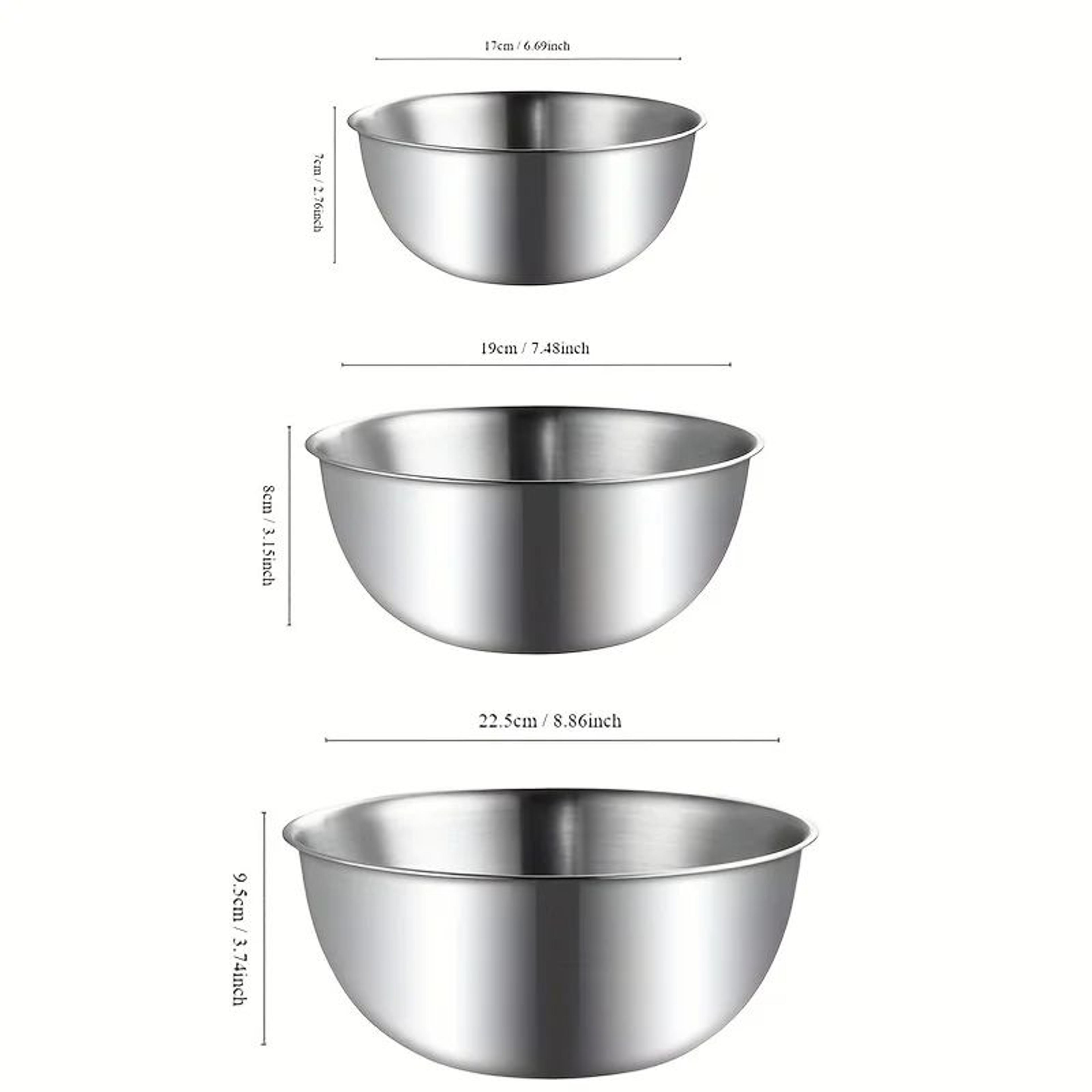 3pcs Stainless Steel Mixing Bowls  Thickened Measuring Kitchen Bowl Set For Baking Kneading Eggs  F 4