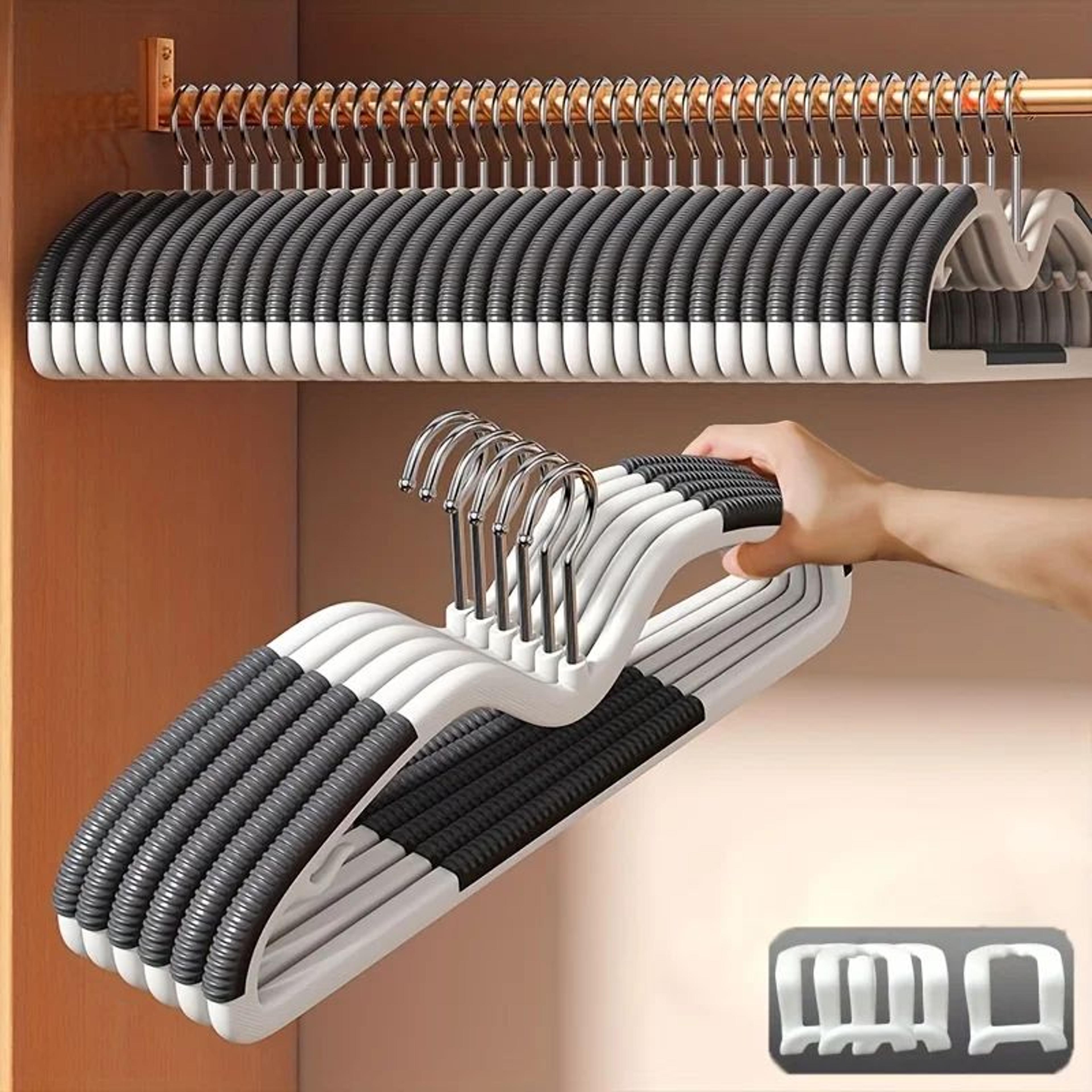 20pcs SpaceSaving Plastic Clothes Hangers  NonSlip Short Neck Wardrobe Organizer With Connectors  M 1