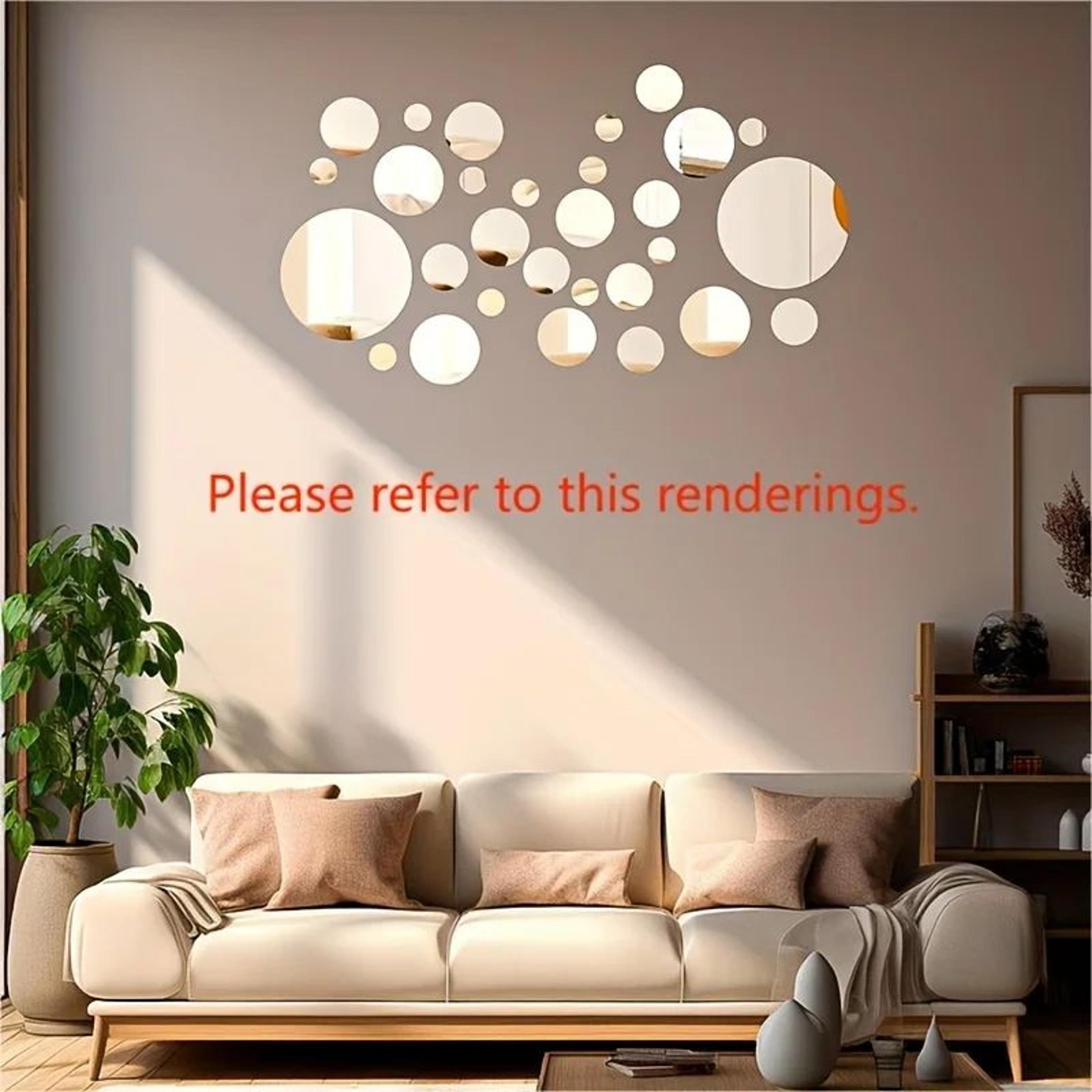 33pcs Round Acrylic Mirror Wall Decor  2D SelfAdhesive Cosmetic Mirror Tiles For Bedroom Bathroom   1
