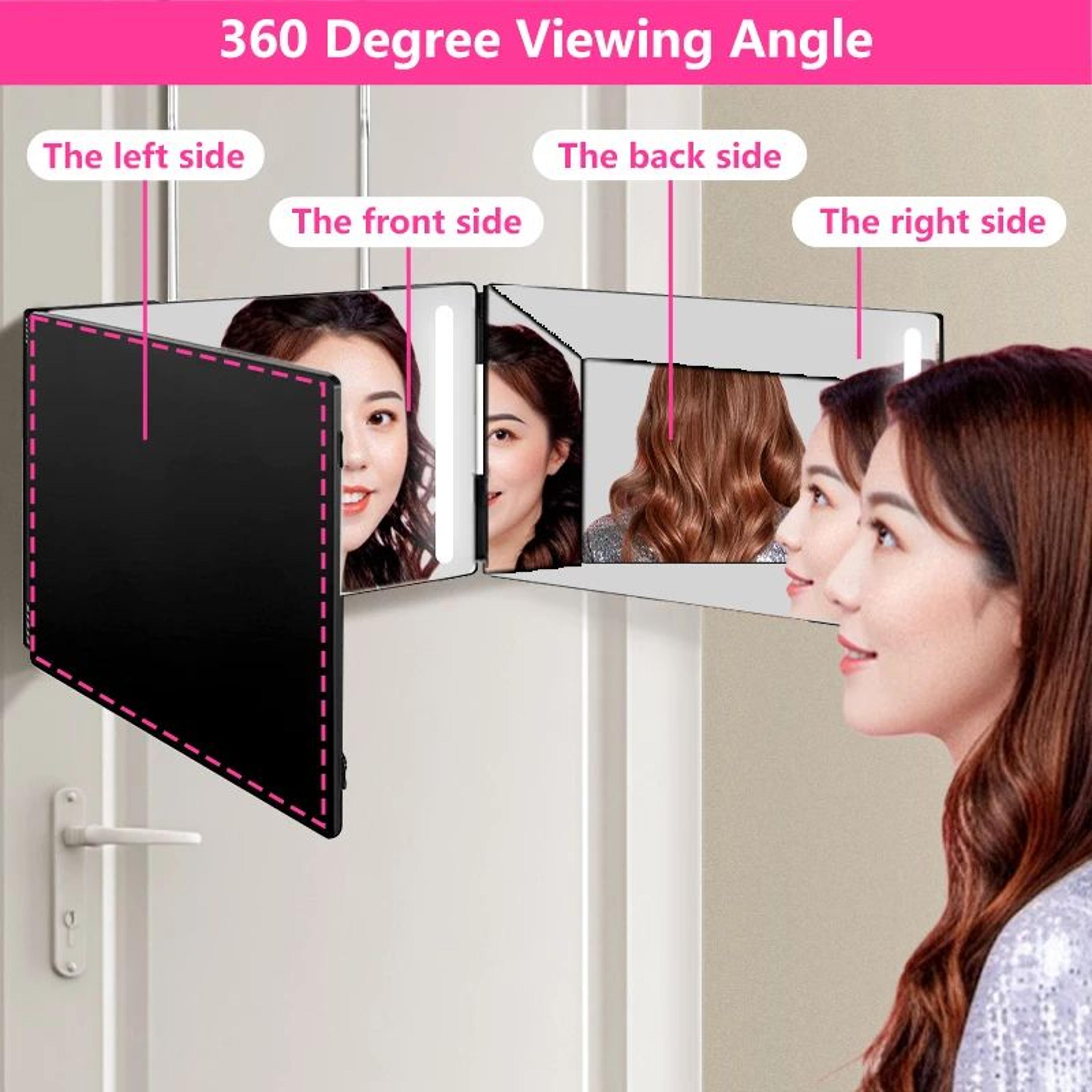 Trifold Haircut Mirror  Adjustable Hook Portable Folding Mirror For Self Hair Cutting Shaving  Styl 1