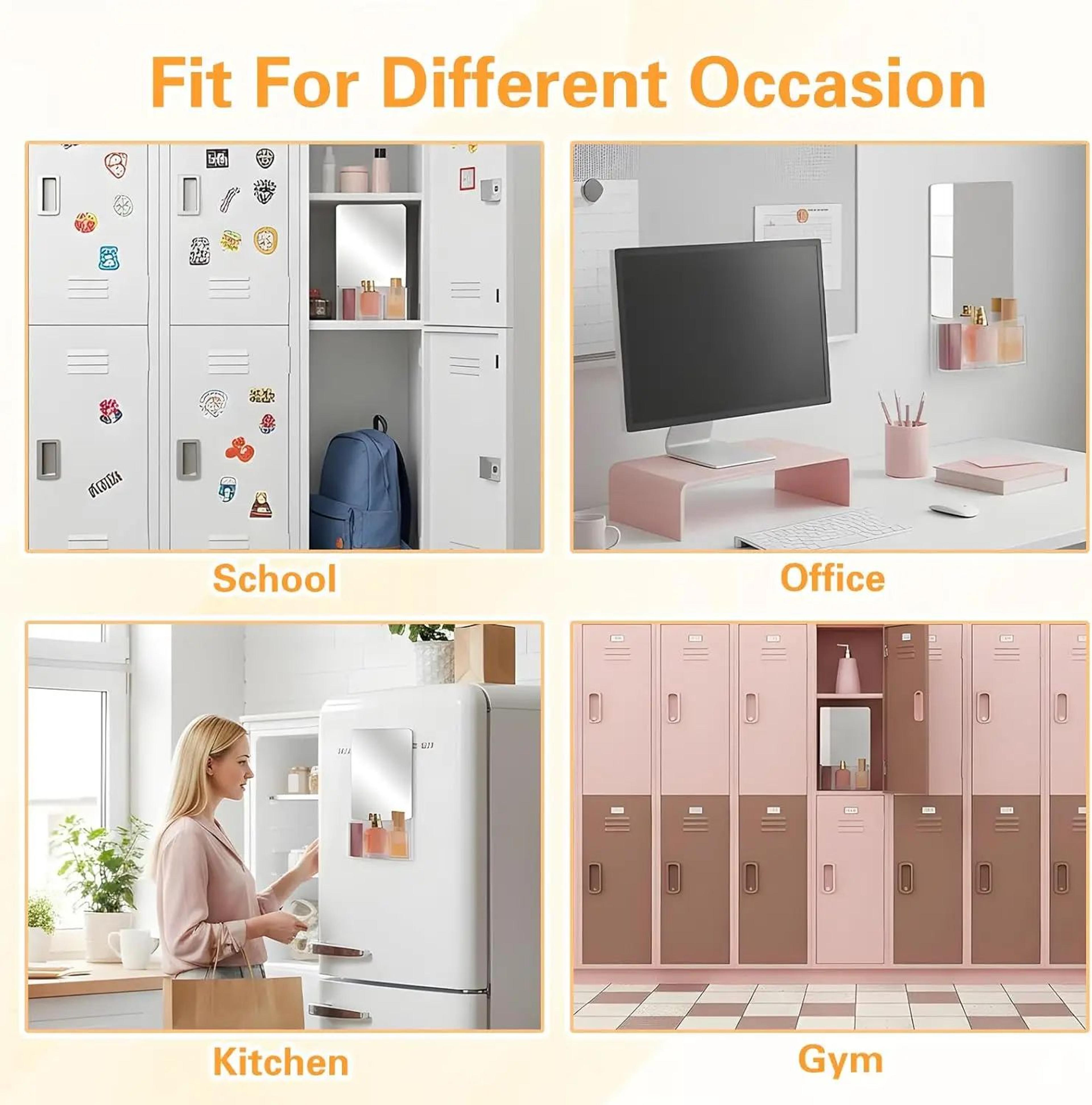Magnetic Locker Mirror With Storage  669 X 551 In Glass Mirror With Full Magnetic Back For Locker F 4