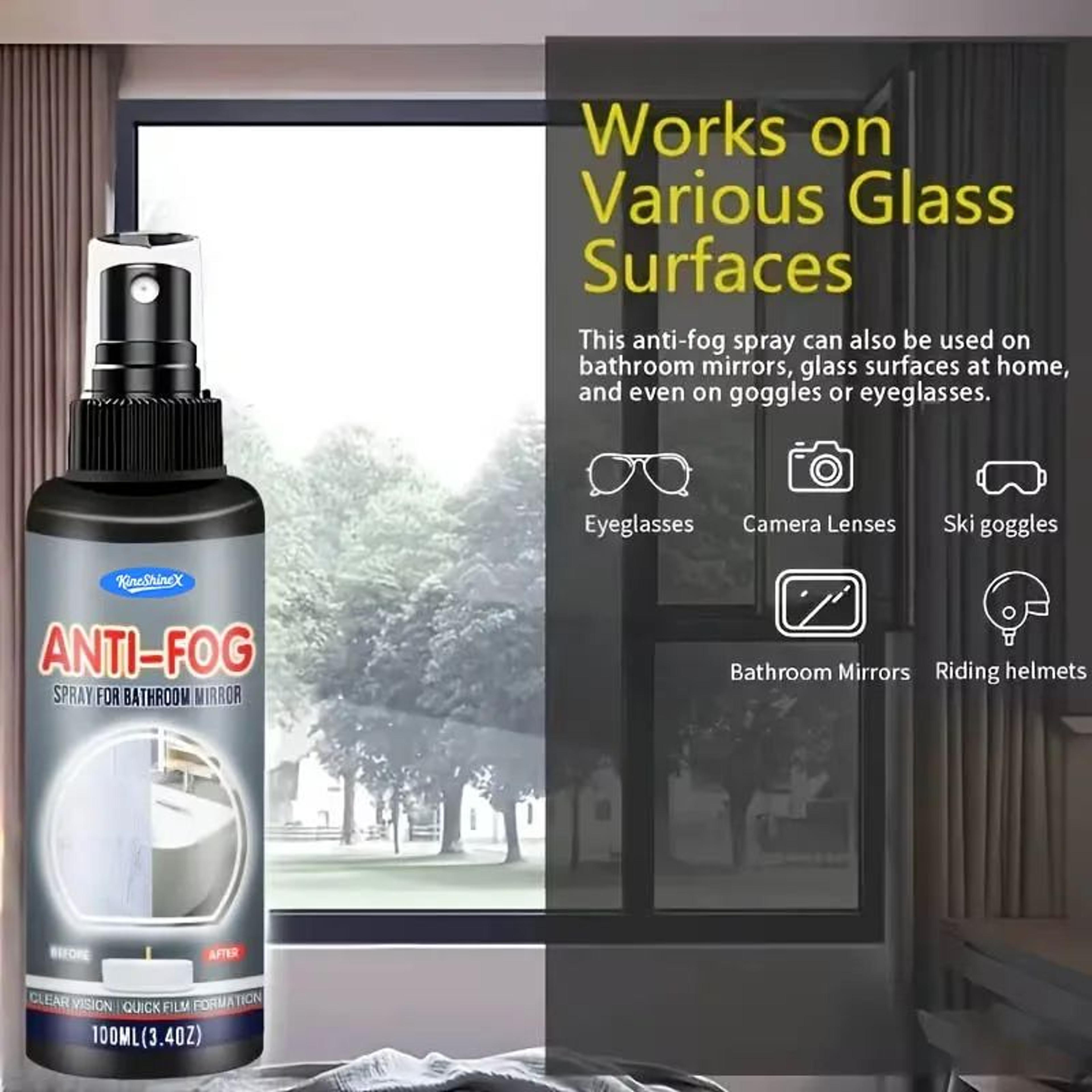 34 Fl Oz AntiFog Spray QuickFilm Mirror  Glass Defogger For Eyeglasses Helmet Visors Car Windows Go 3