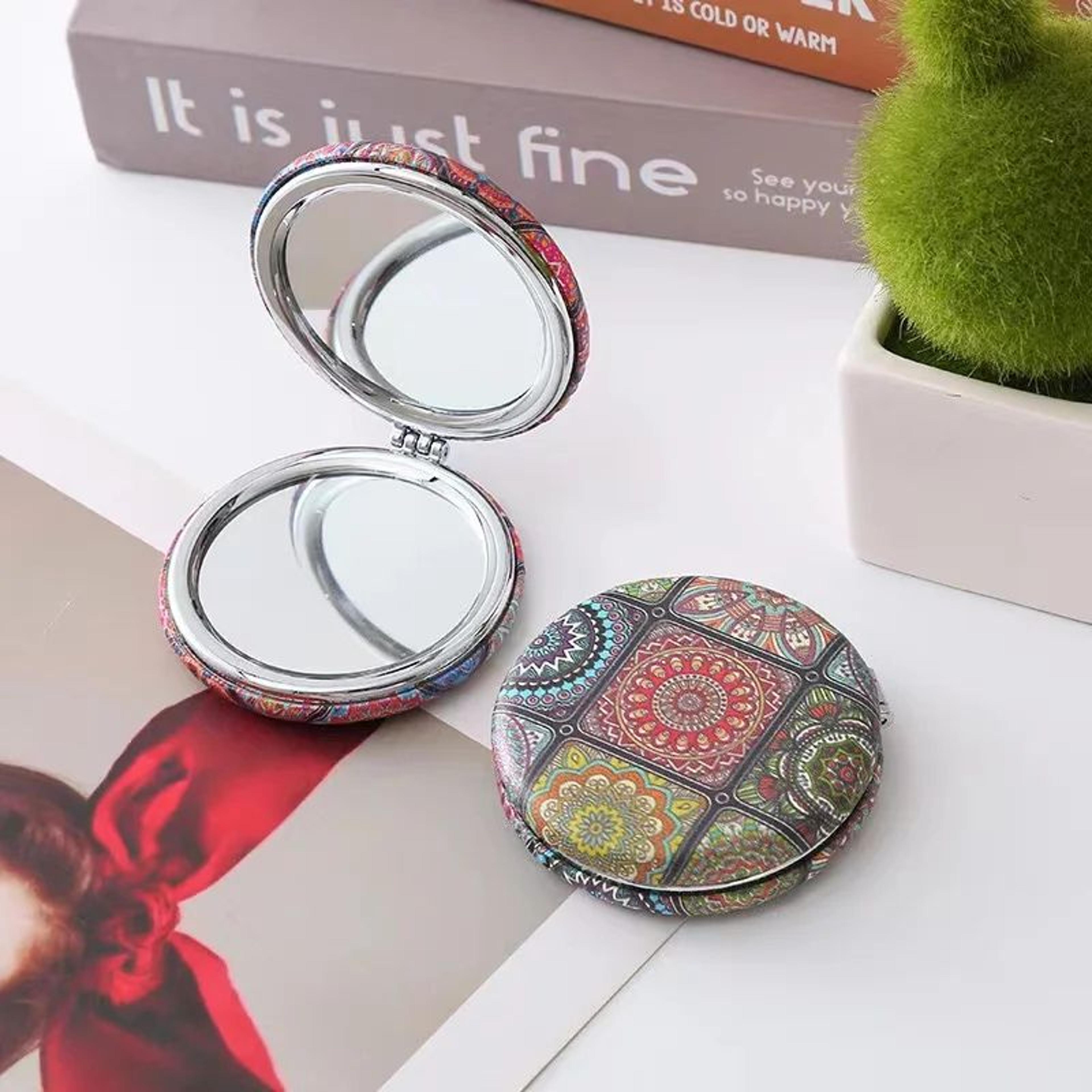 Bohemian Folding Round Cosmetic Mirror  Retro Portable Makeup Mirror For Travel Handbag Vanity  Dai 5