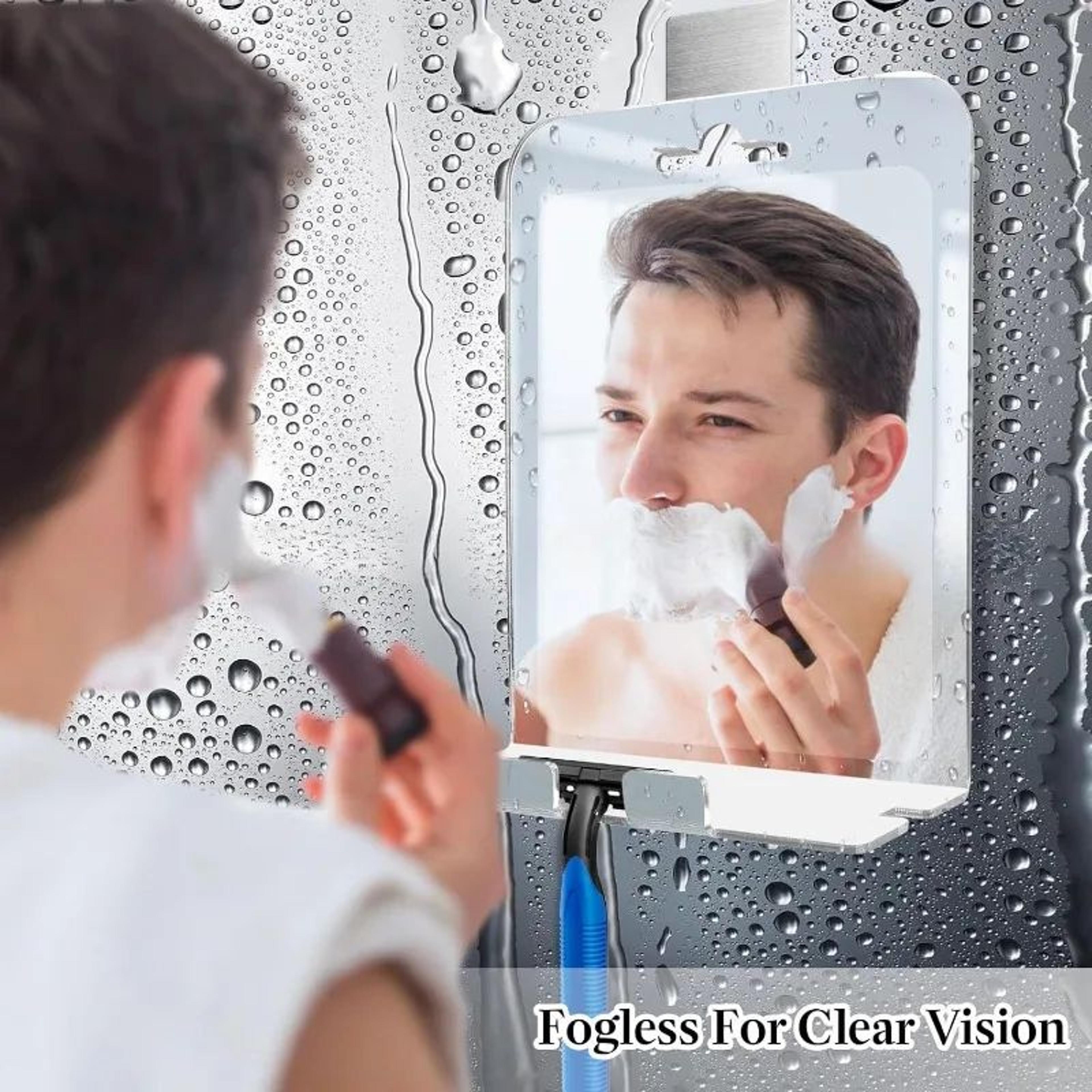 large acrylic anti-fog shower mirror – portable fogless shaving bathroom travel mirror with hanging hook