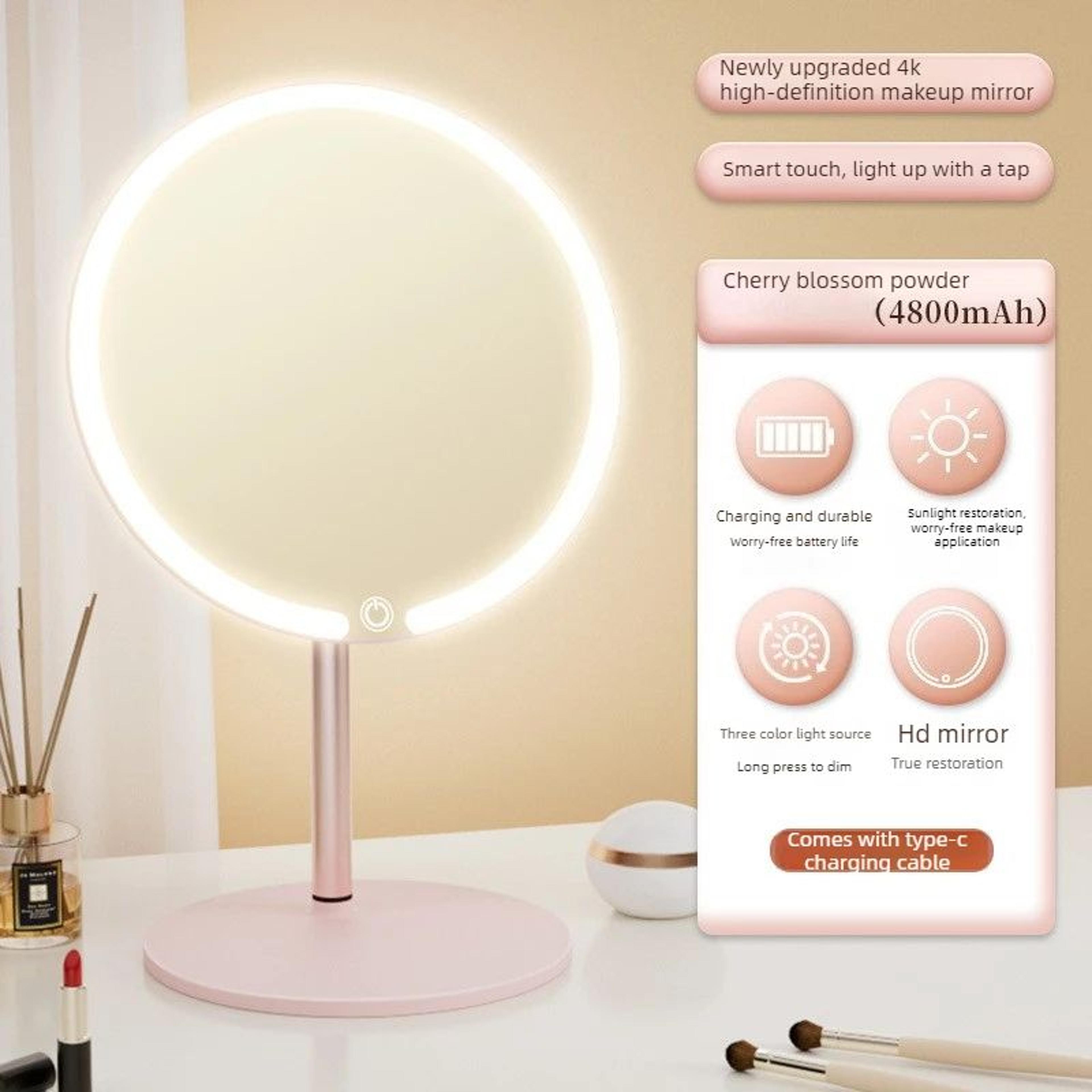 Round LED Makeup Vanity Mirror  Lighted Desktop Beauty Mirror For Makeup Skincare Bathroom  Dressin 4