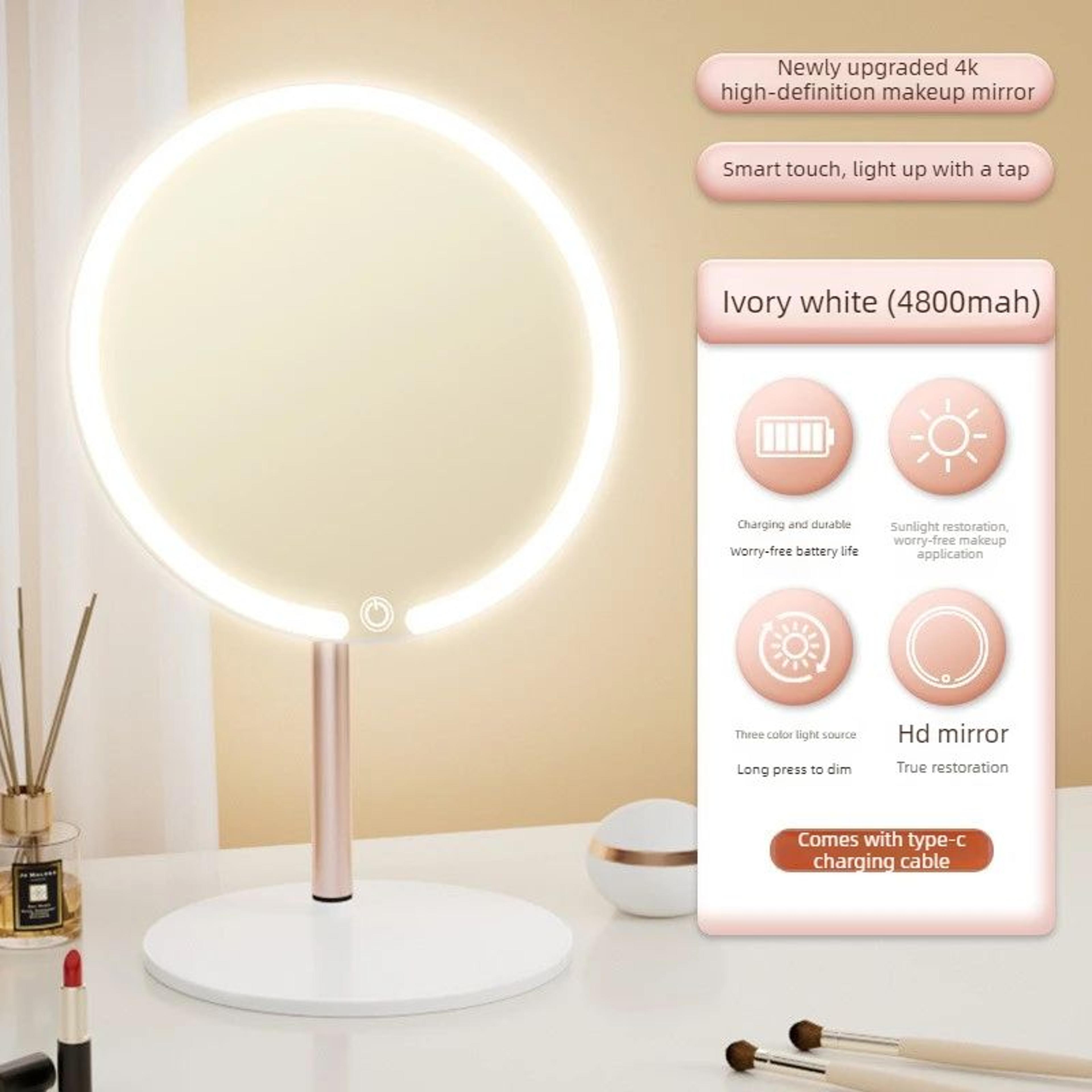 Round LED Makeup Vanity Mirror  Lighted Desktop Beauty Mirror For Makeup Skincare Bathroom  Dressin 7