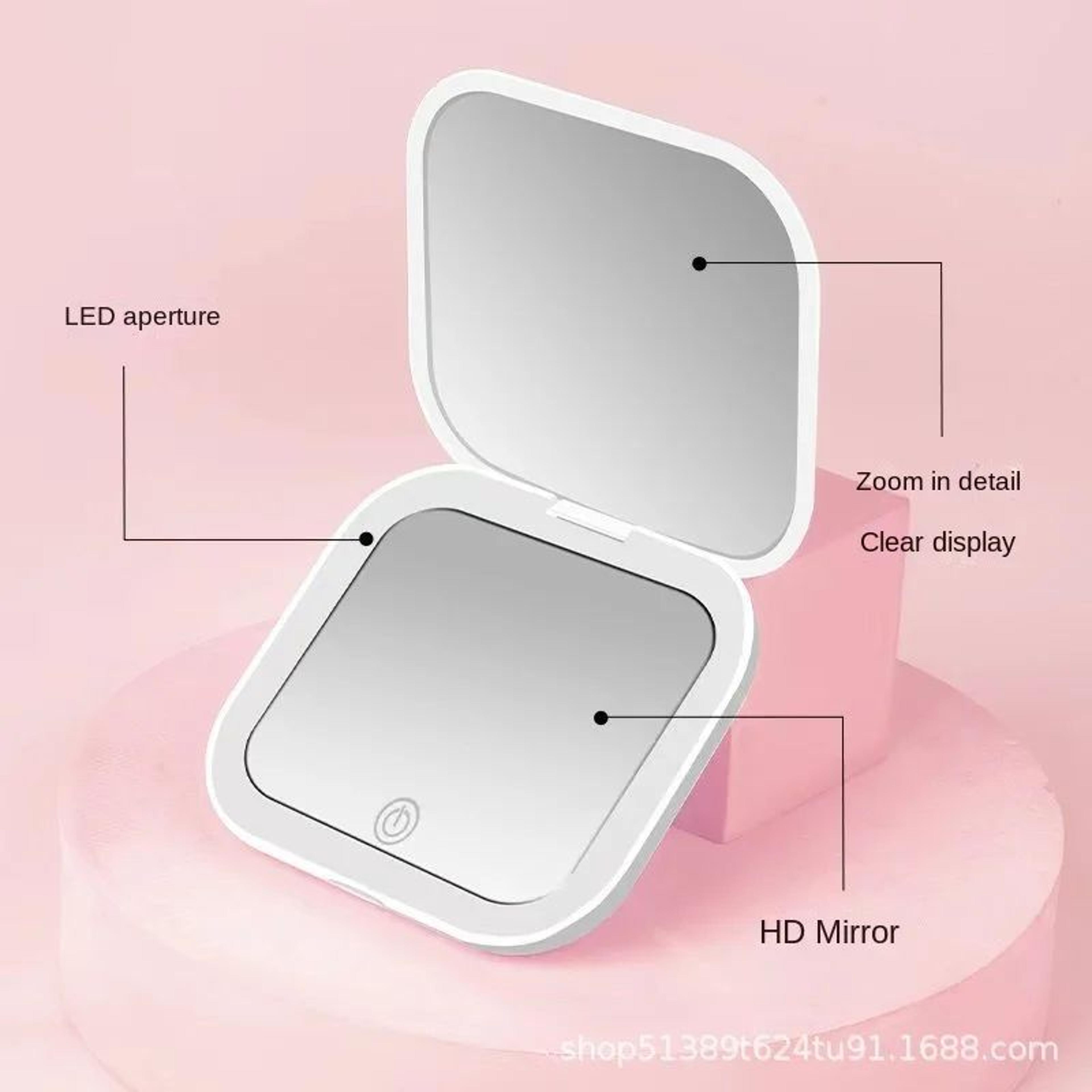 Mini Portable Folding LED Makeup Mirror  Magnifying Compact Pocket Vanity Mirror For Travel Makeup  1
