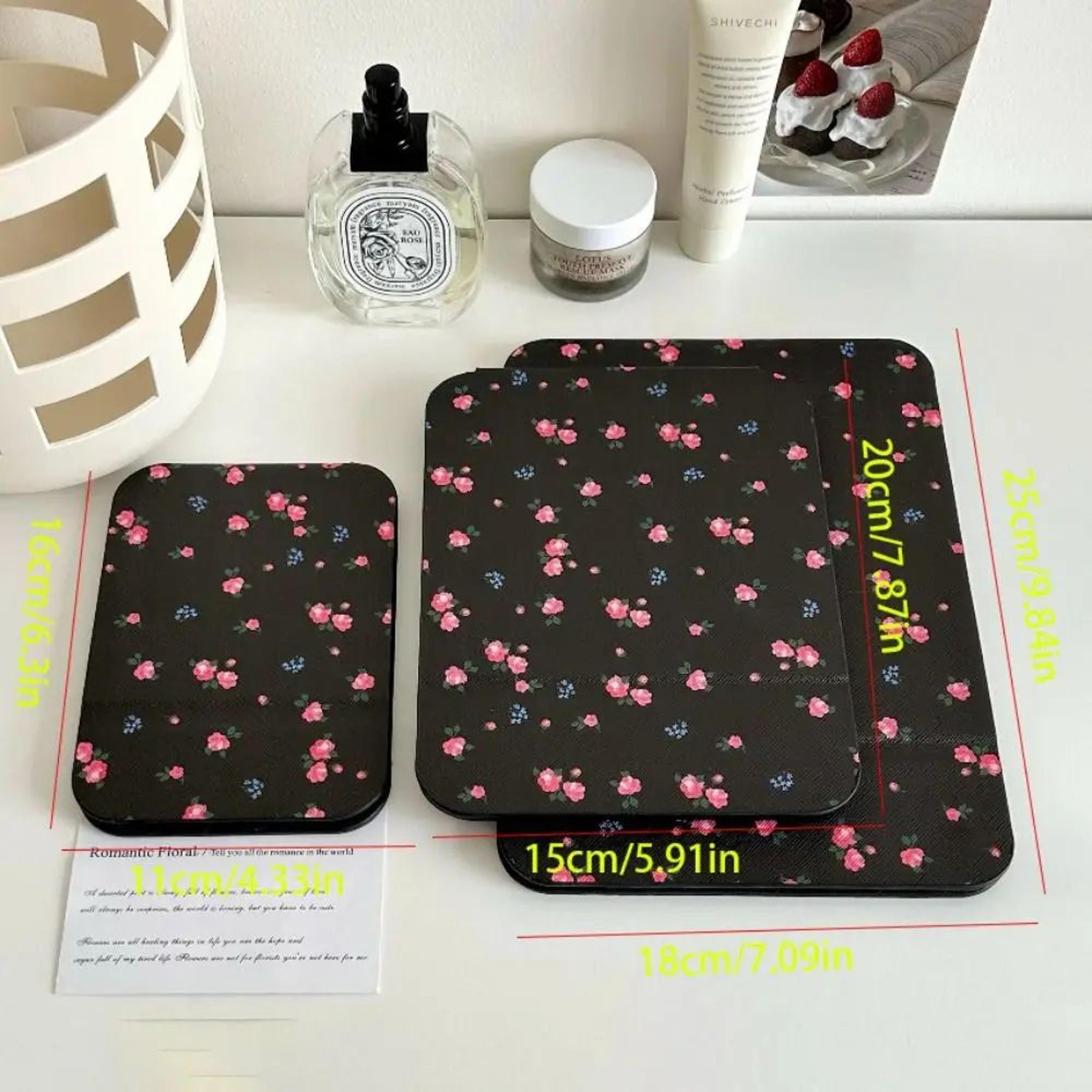 PU Leather Folding Makeup Mirror  Portable Desktop Vanity Stand Mirror For Travel Makeup Skincare   4
