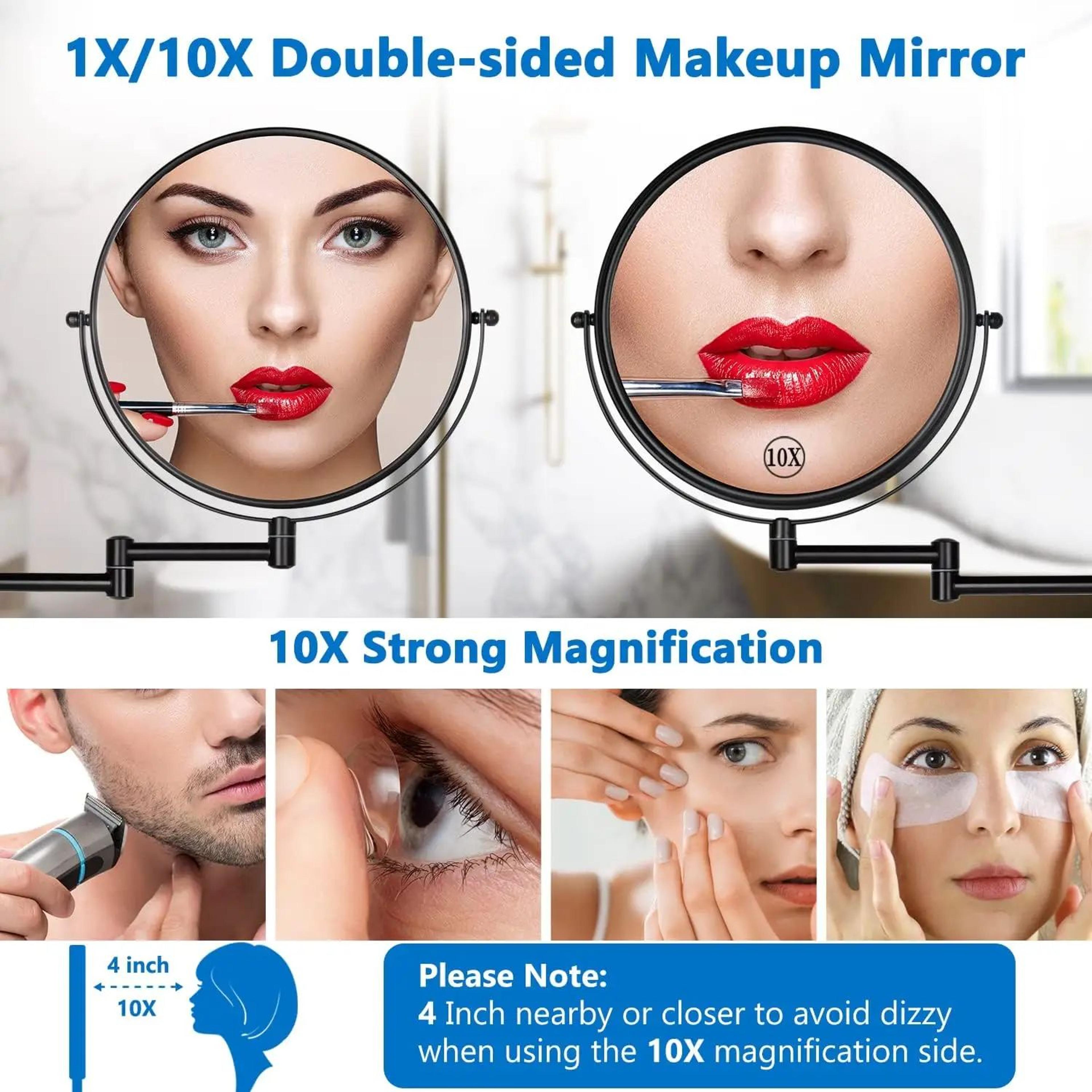 9in Wall Mounted Makeup Mirror  10x Magnifying DoubleSided Rechargeable Lighted Vanity Mirror With  2
