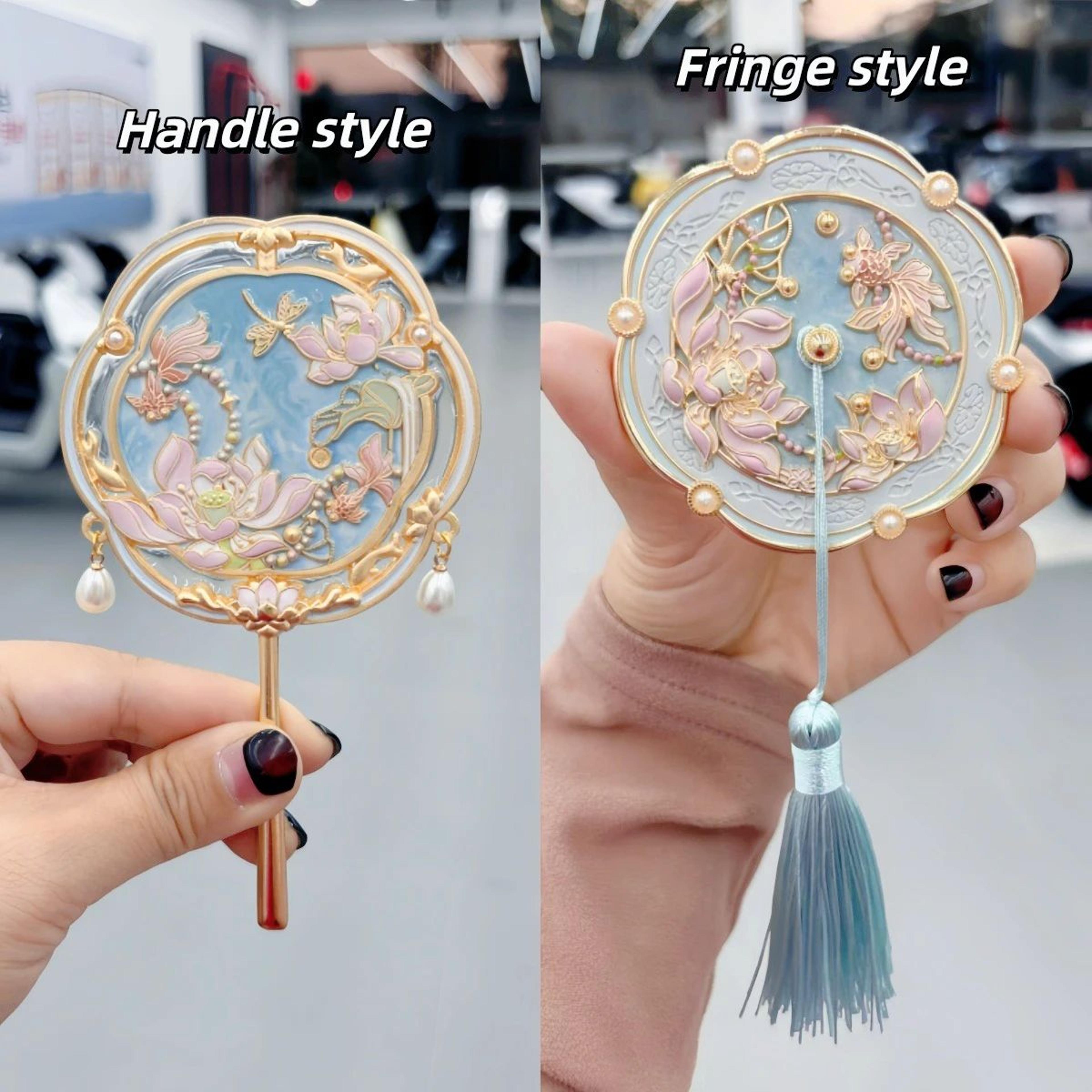 Lotus Goldfish Portable Makeup Mirror  Chinese Style Compact Travel Vanity Mirror Beijing Souvenir  7