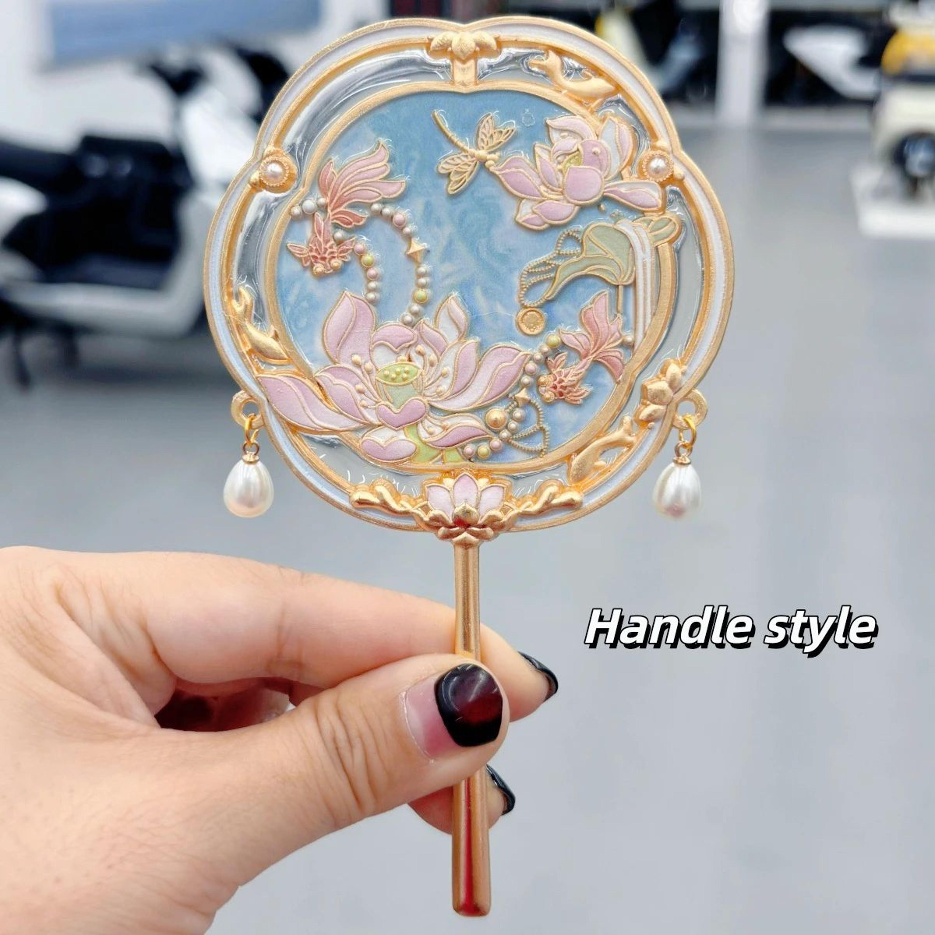 Lotus Goldfish Portable Makeup Mirror  Chinese Style Compact Travel Vanity Mirror Beijing Souvenir  8