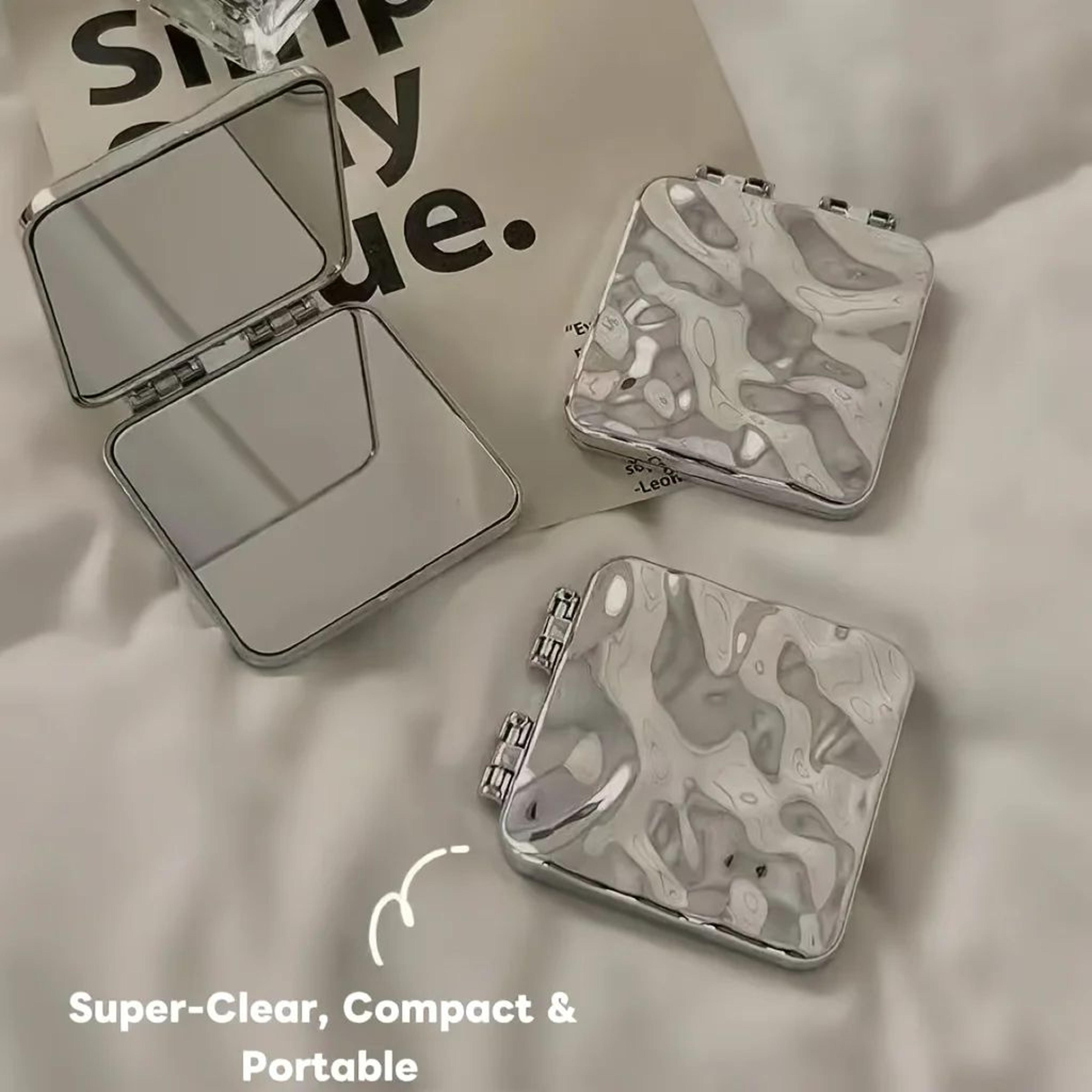 DoubleSided Folding Makeup Mirror  Portable Handheld Vanity Mirror For Makeup Skincare Grooming Tra 1