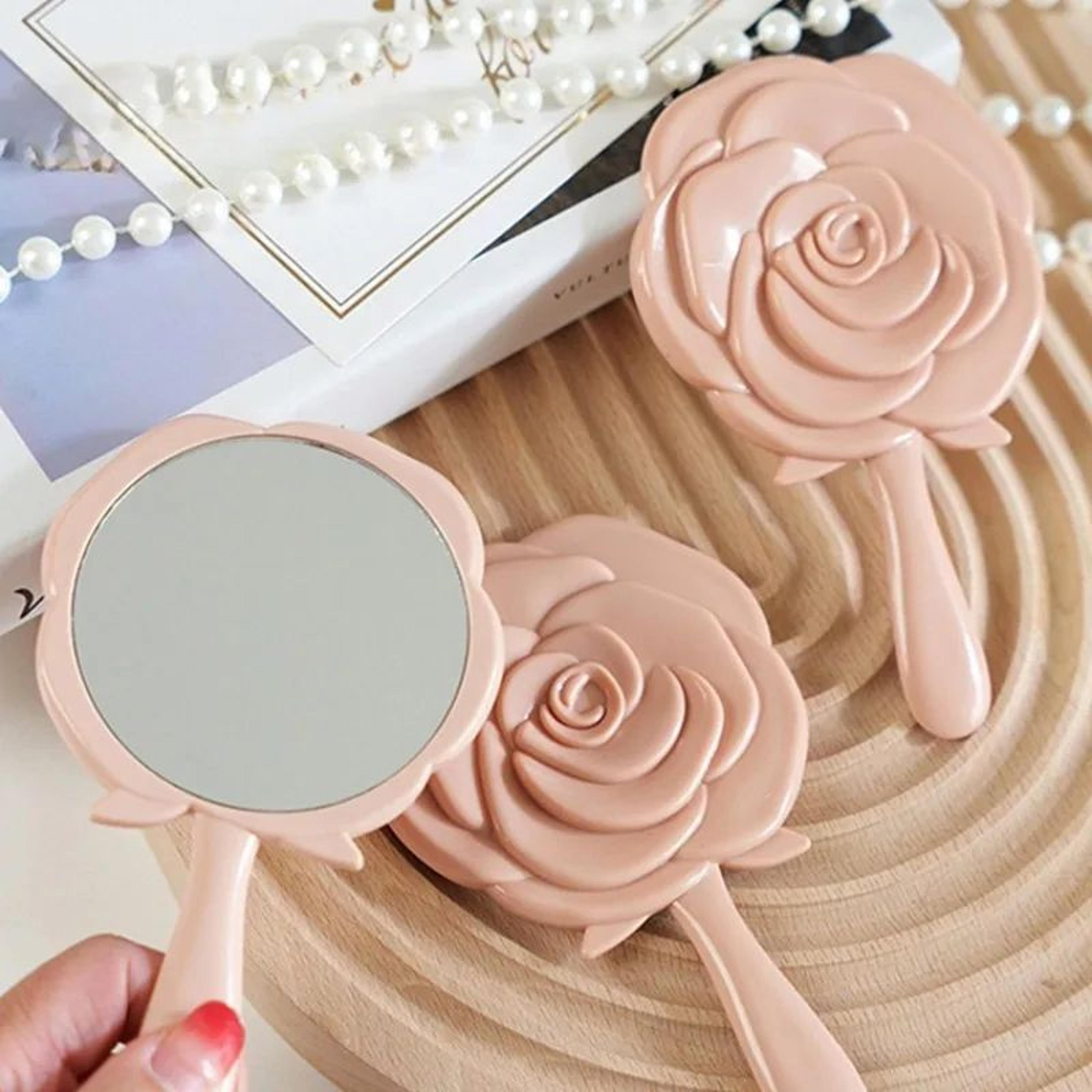 Portable Rose Pocket Makeup Mirror  Foldable Compact Cosmetic Beauty Mirror For Women Travel Handba 2