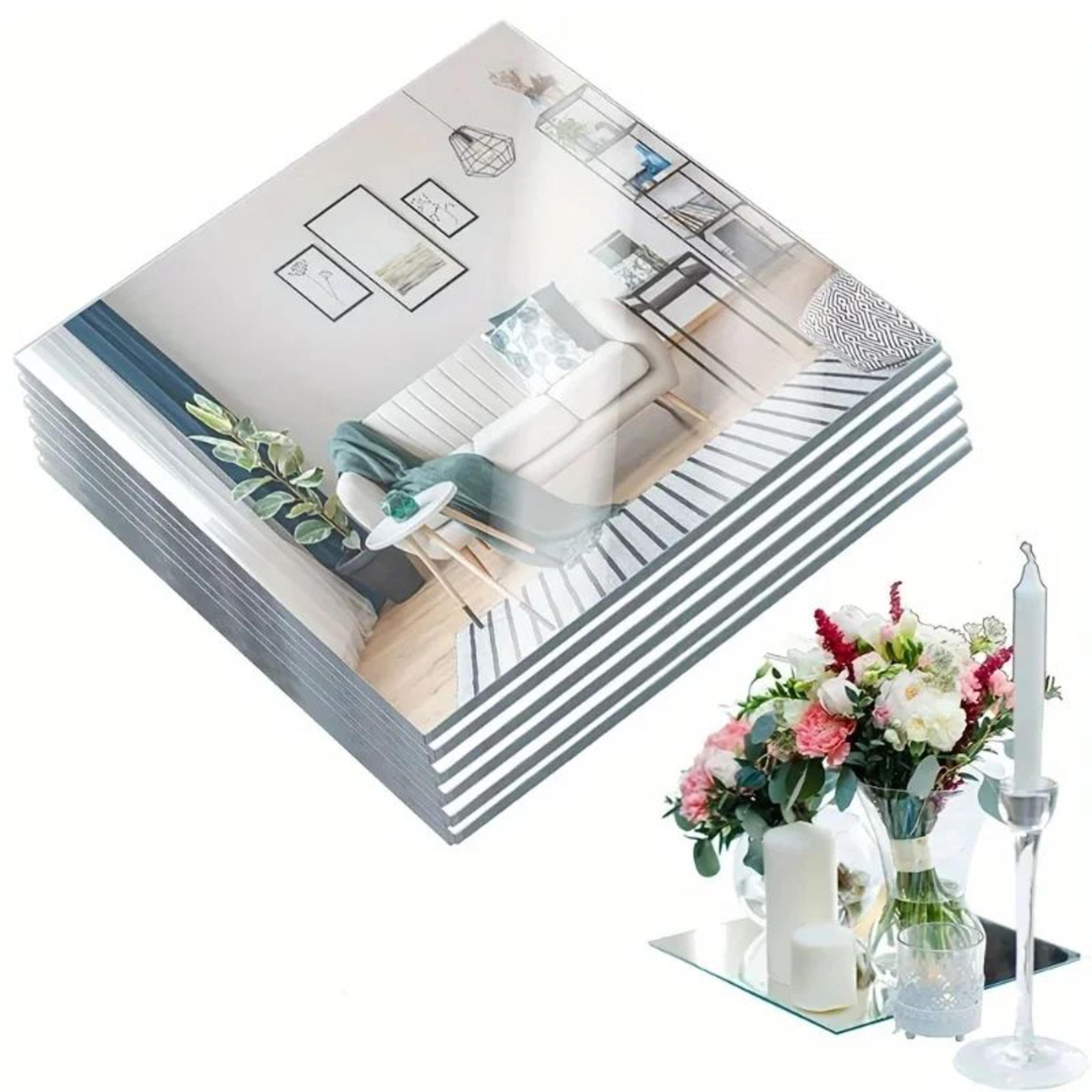 6pcs 591 In Square Acrylic Mirror Stickers  Easy Apply Decorative Wall Mirrors For Bedroom Bathroom 5