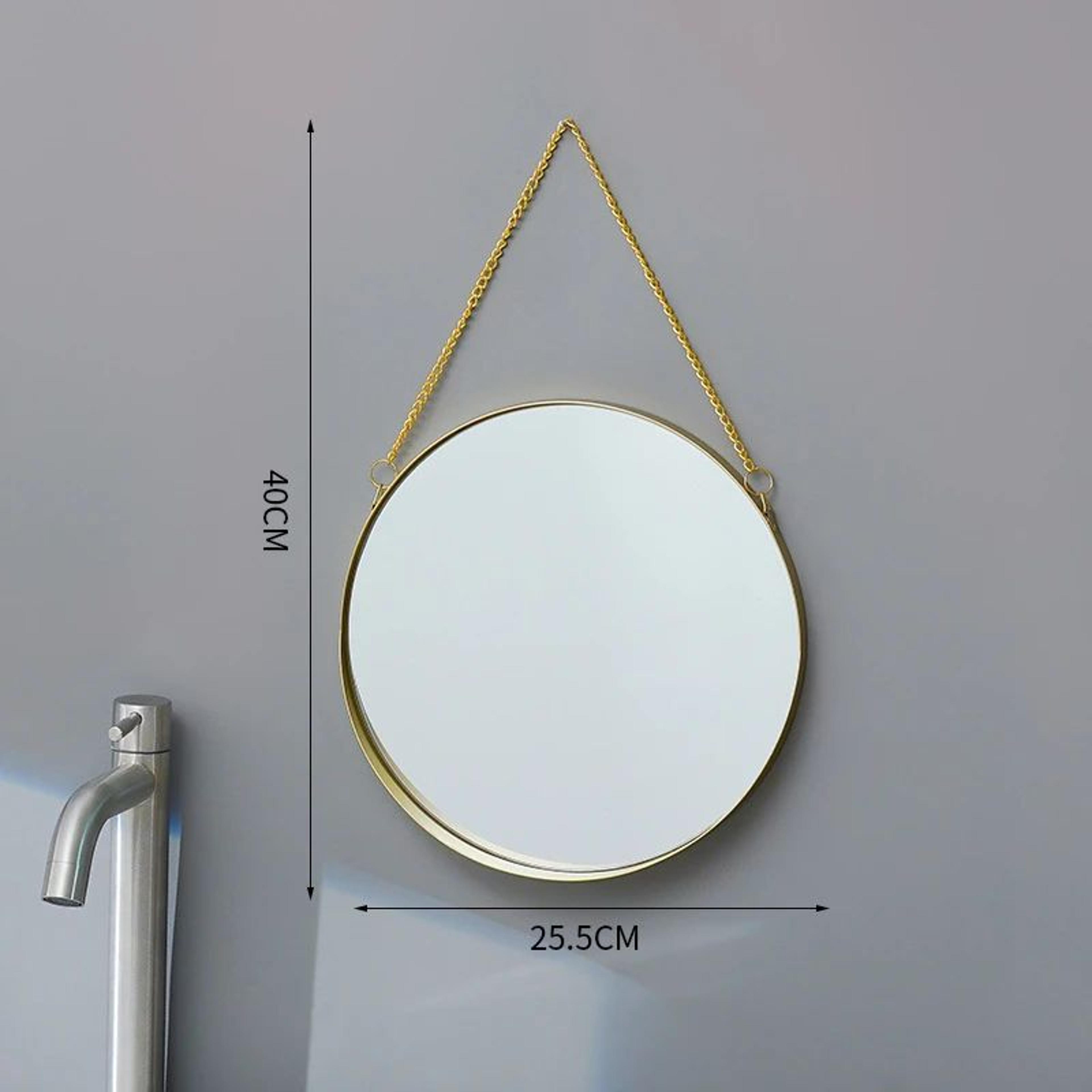 Nordic Round Wall Mounted Mirror  Wrought Iron Decorative Makeup Vanity Mirror For Bathroom Dorm Be 6