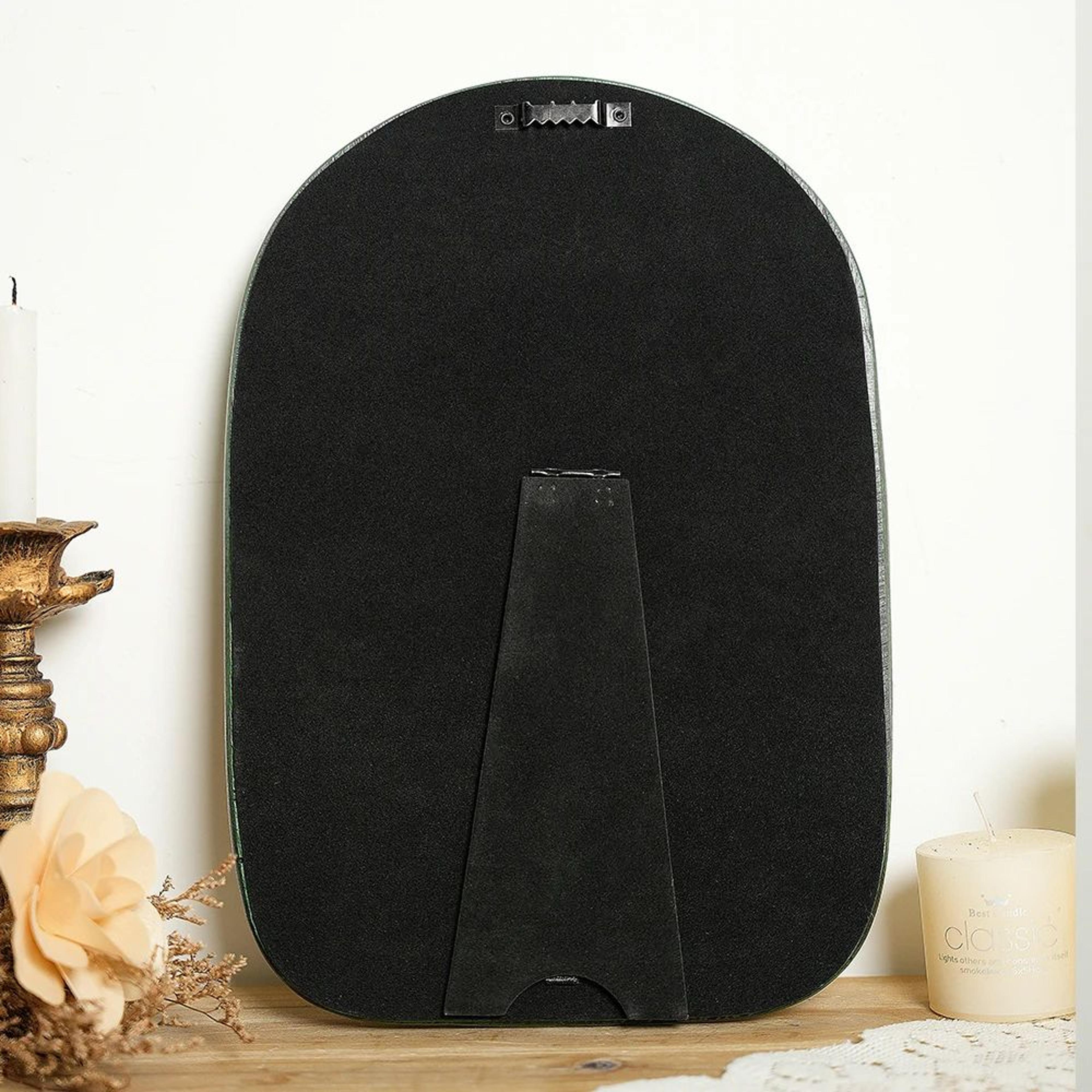 Vintage Green Resin Makeup Mirror  European Light Luxury Embossed Carved Framed Vanity Mirror For B 5
