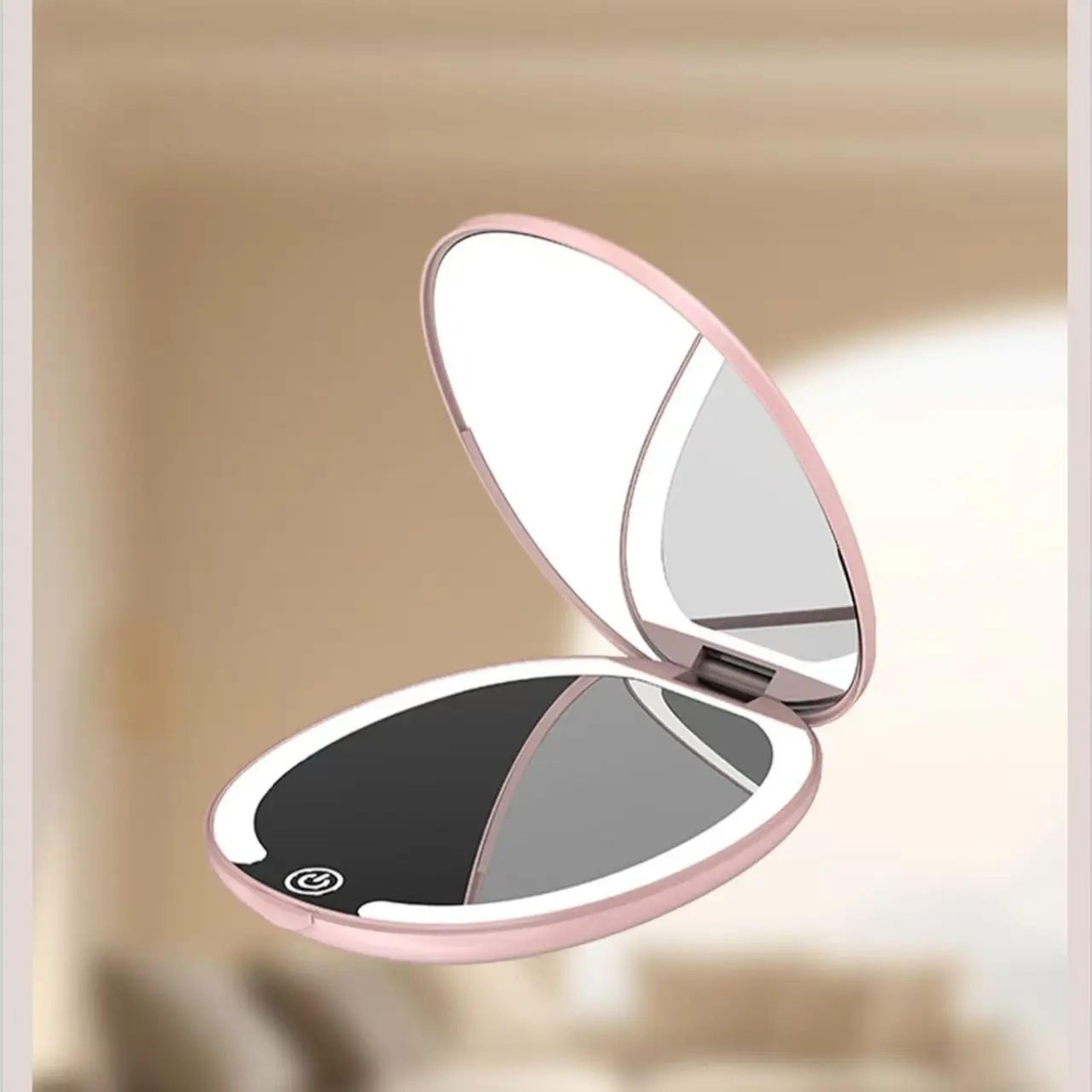 LED Folding Makeup Mirror  TriColor Light DoubleSided 5X Magnifying Portable Vanity Mirror For Trav 5
