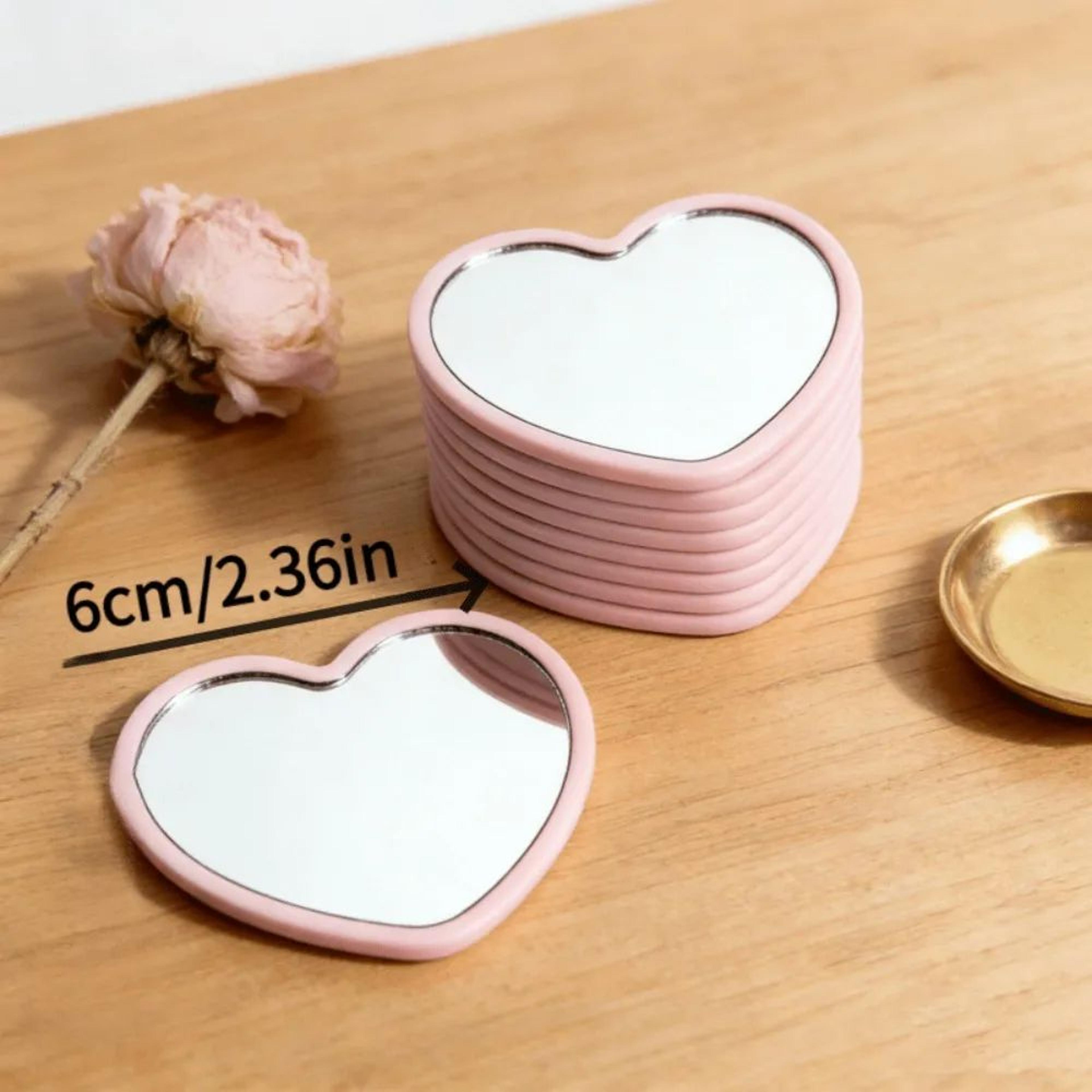 30pcs HeartShaped Mini Mirrors  Portable Compact Handheld Makeup Mirrors With Pink Storage Bag For  4