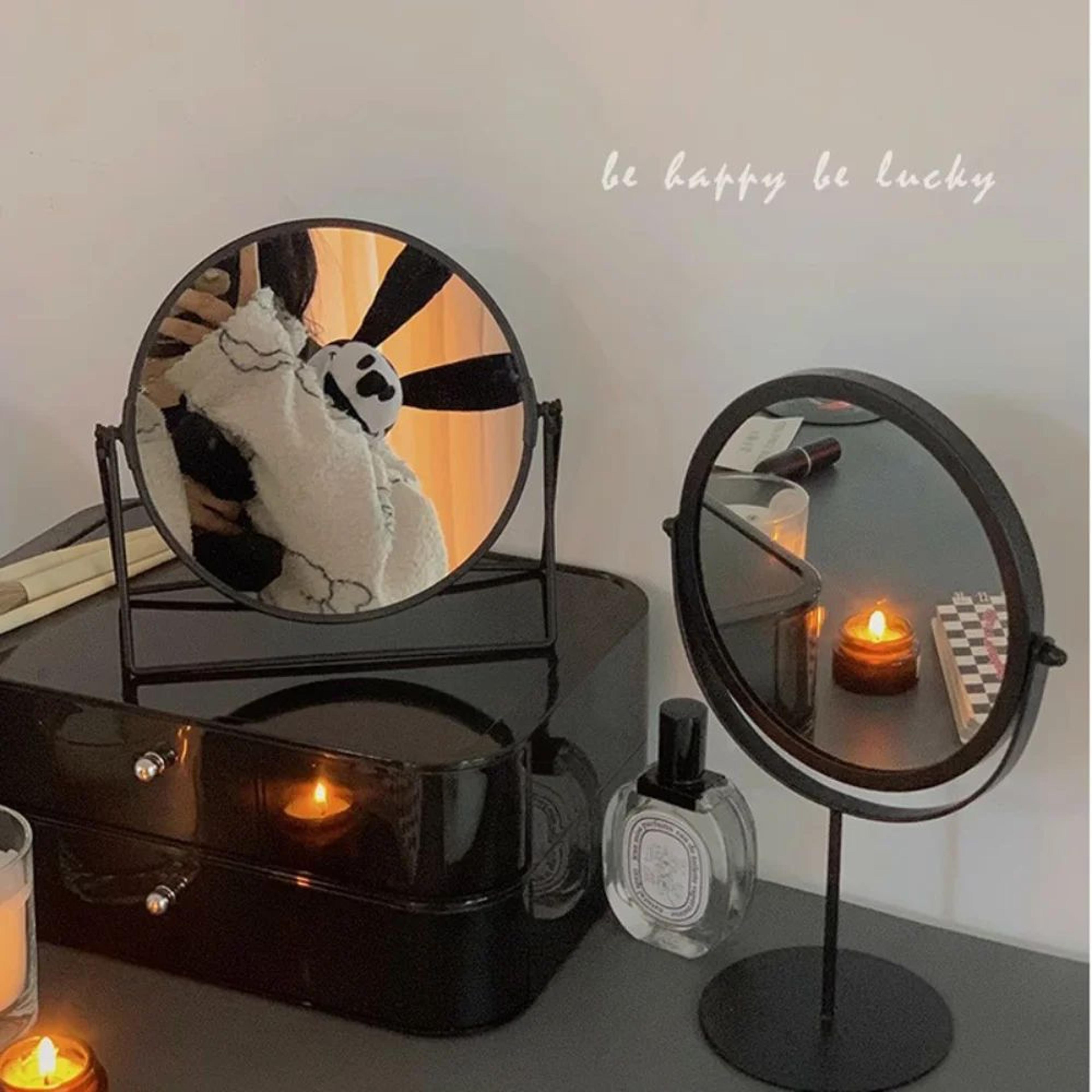 Retro Metal Vanity Makeup Mirror  European American Style Rotating Round Desktop Dressing Mirror Fo 2