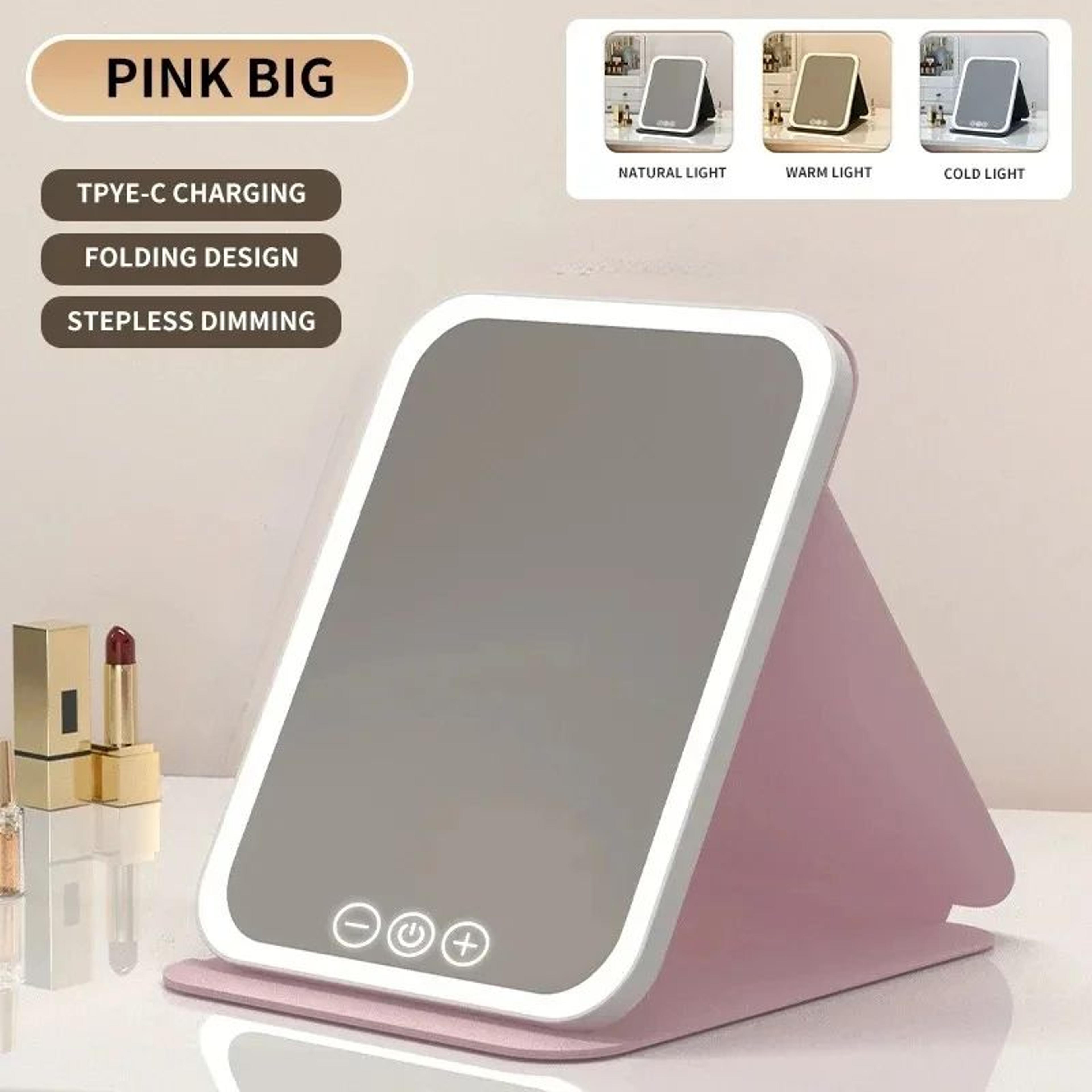 Rechargeable LED Makeup Mirror  3Color Dimmable Touch Screen Foldable Lighted Vanity Mirror For Tra 9