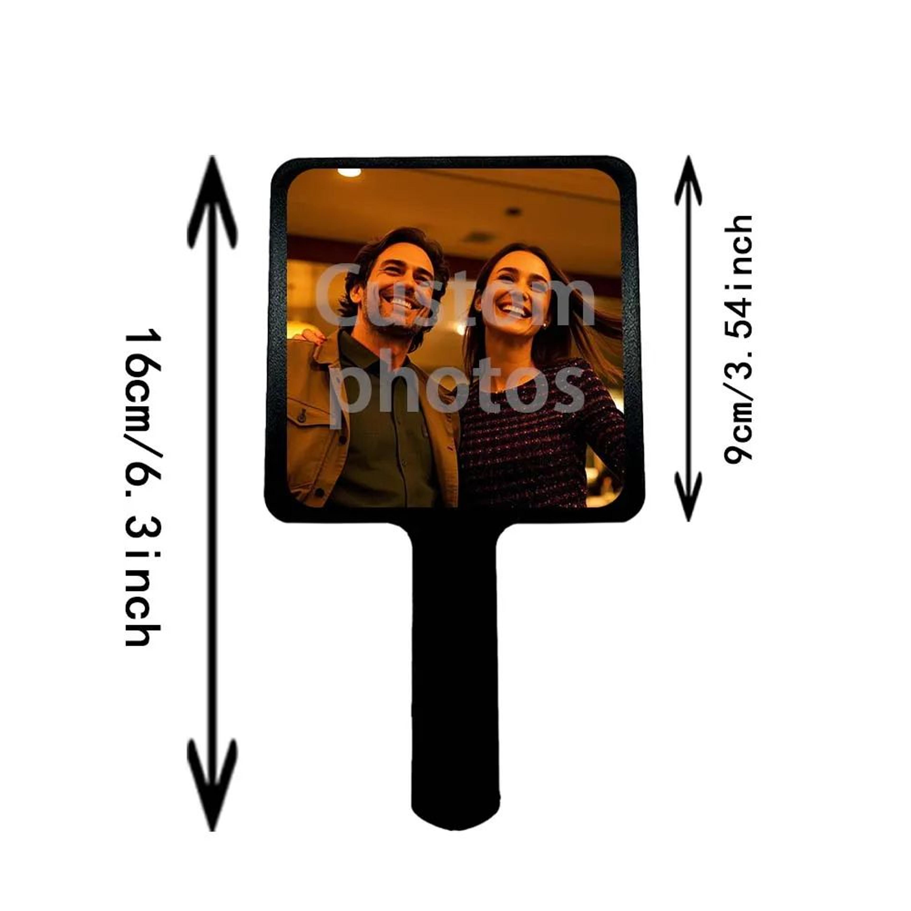 Personalized Photo Handheld Makeup Mirror  Portable Black Custom Vanity Mirror For Travel Beauty Gr 4