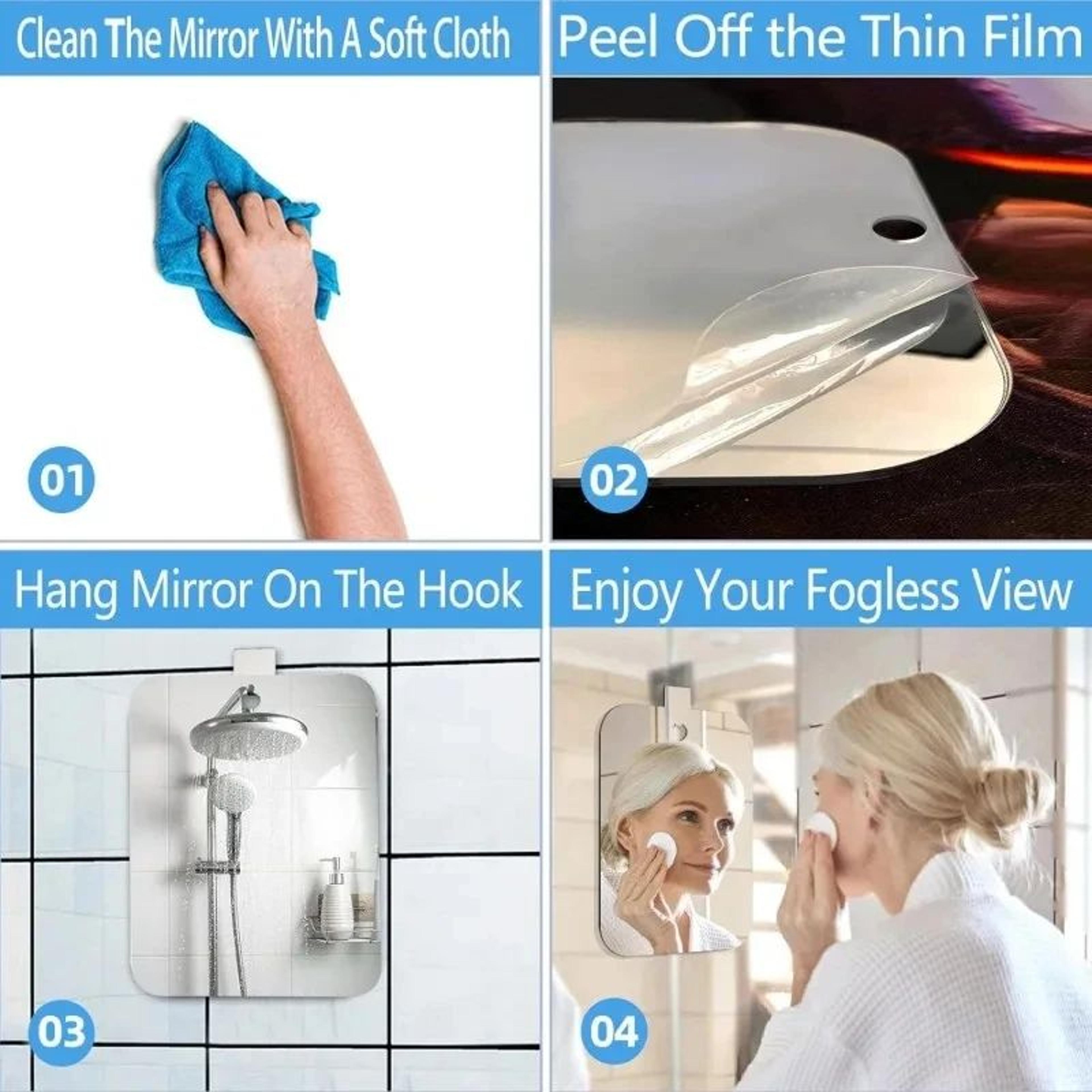 FogFree Acrylic Shower Mirror  Unbreakable Wall Suction Shaving Makeup Mirror For Bathroom And Trav 3