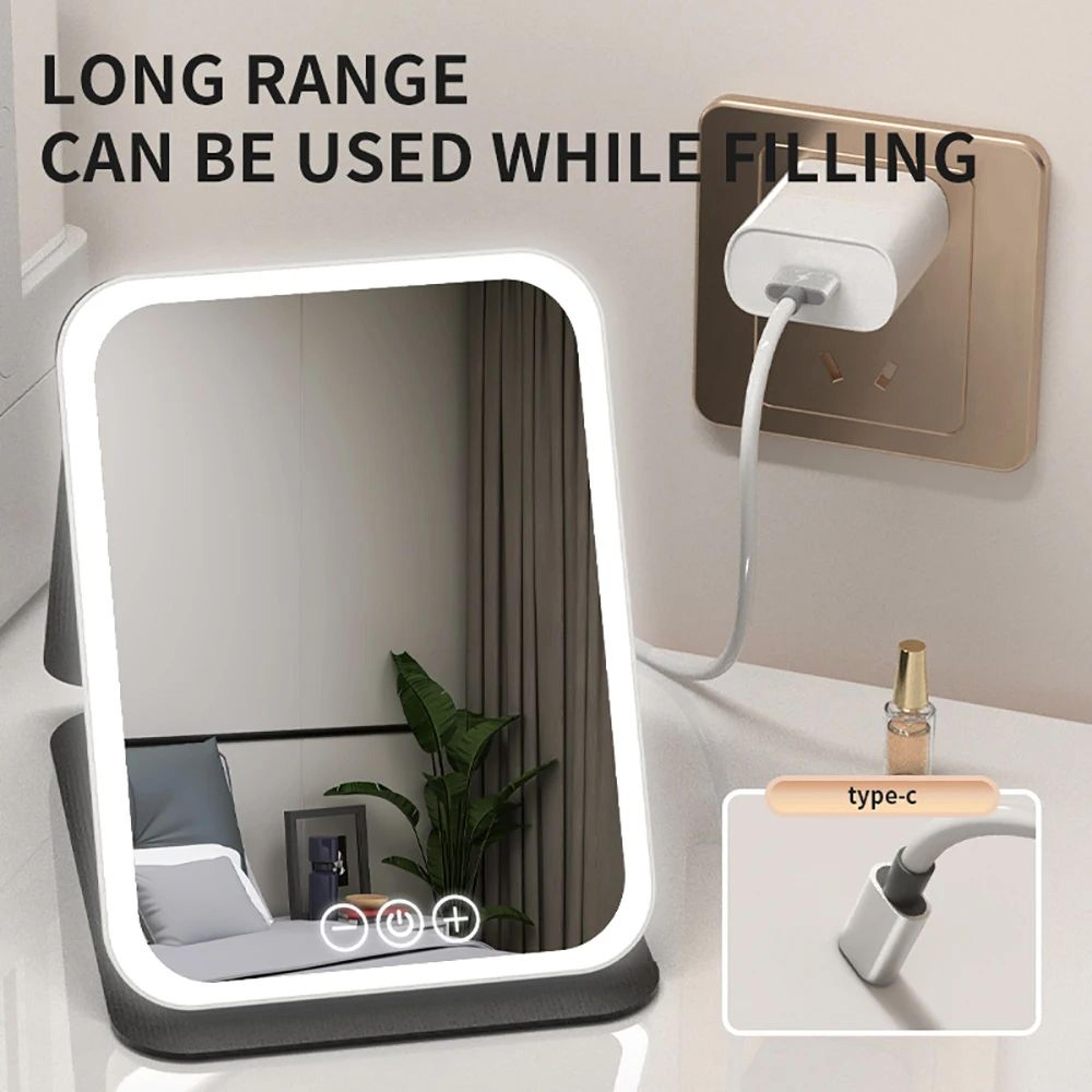 3 Color Dimmable LED Makeup Mirror  Rechargeable Foldable Touch Screen Vanity Mirror For Travel Hom 3