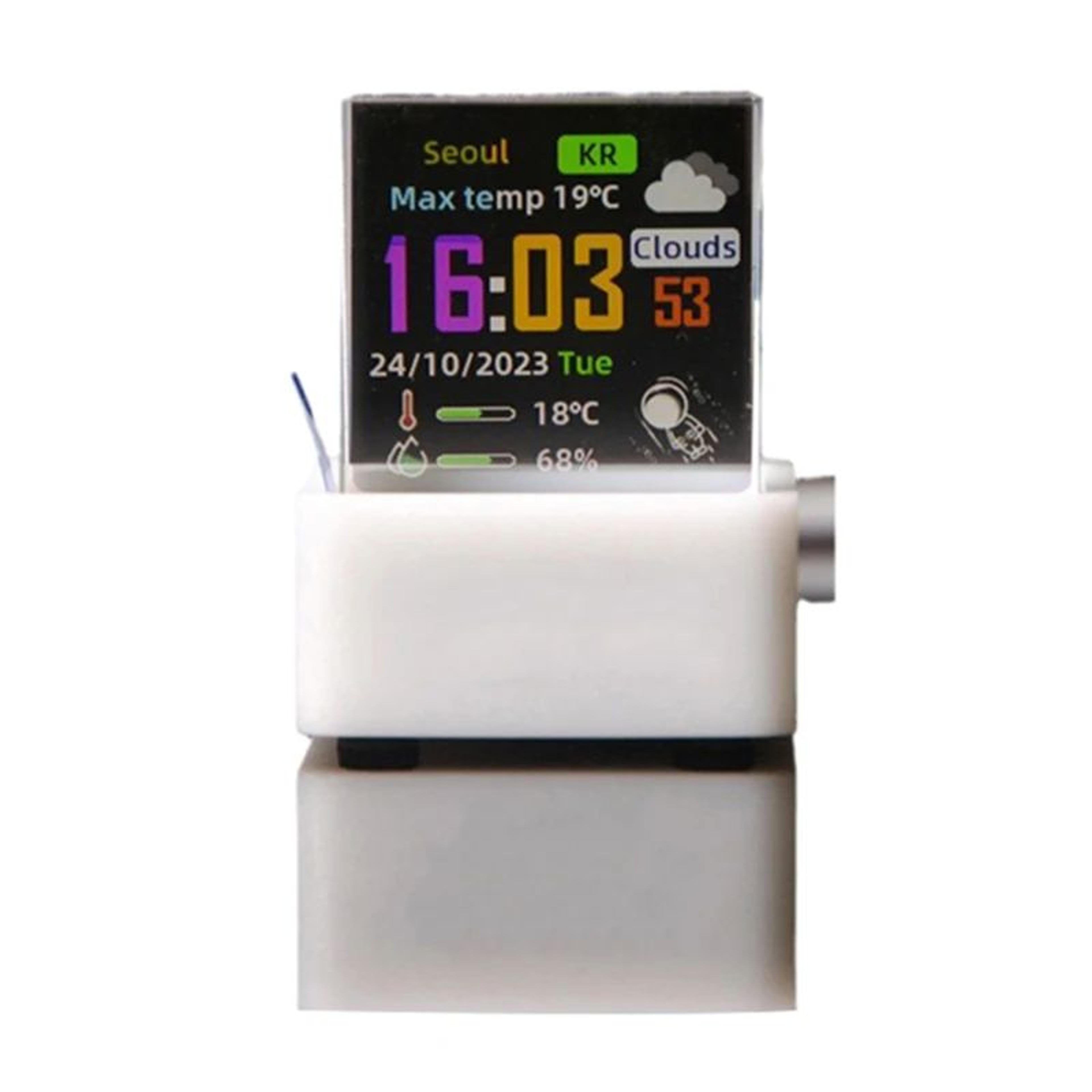 Crystal Cube Smart Weather Clock  WiFi Digital Desktop Photo Display With GIF Animations Album  Hol 8