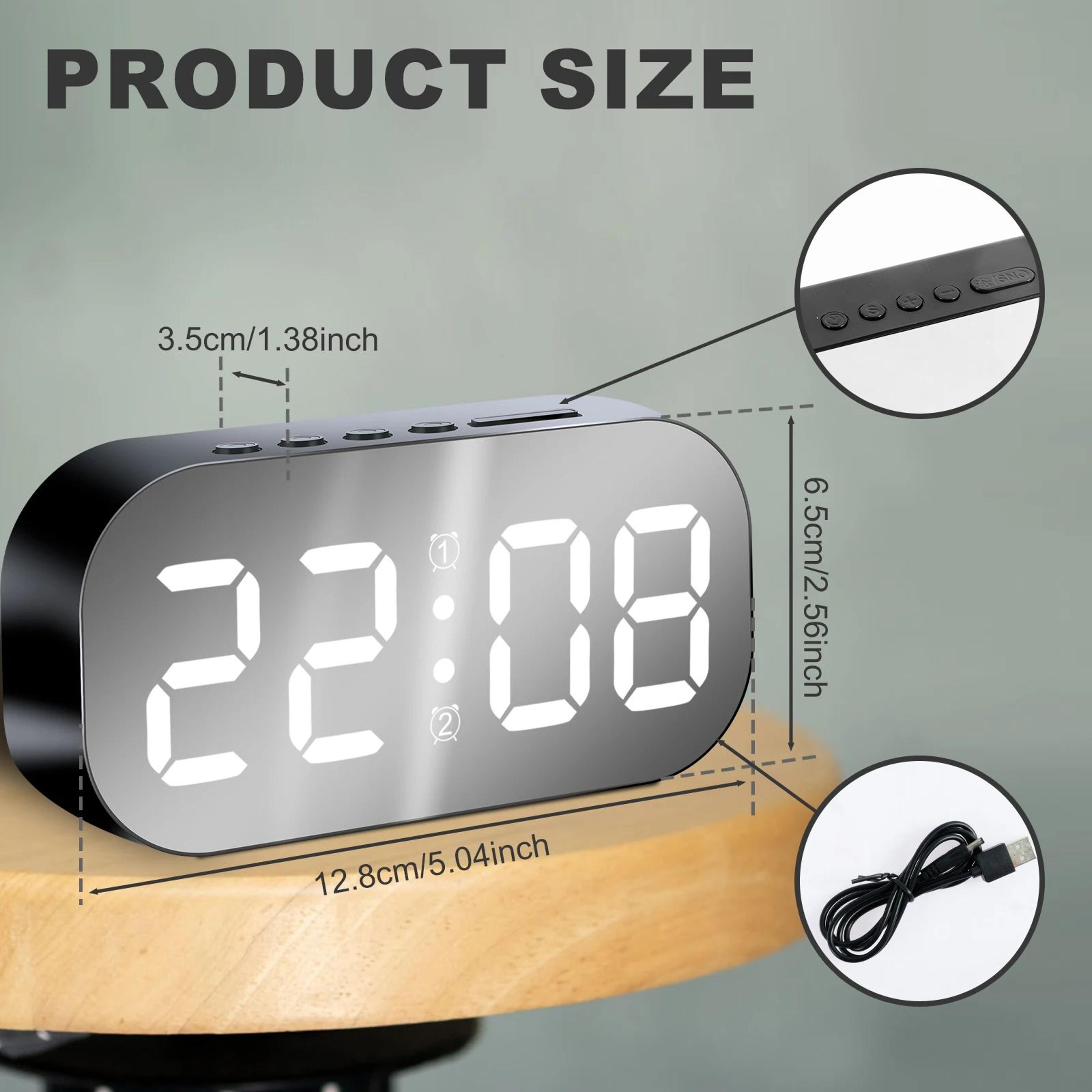 Dimmable Digital Alarm Clock  USB Desktop Clock With Dual Alarms Temperature Display Snooze  Night  6