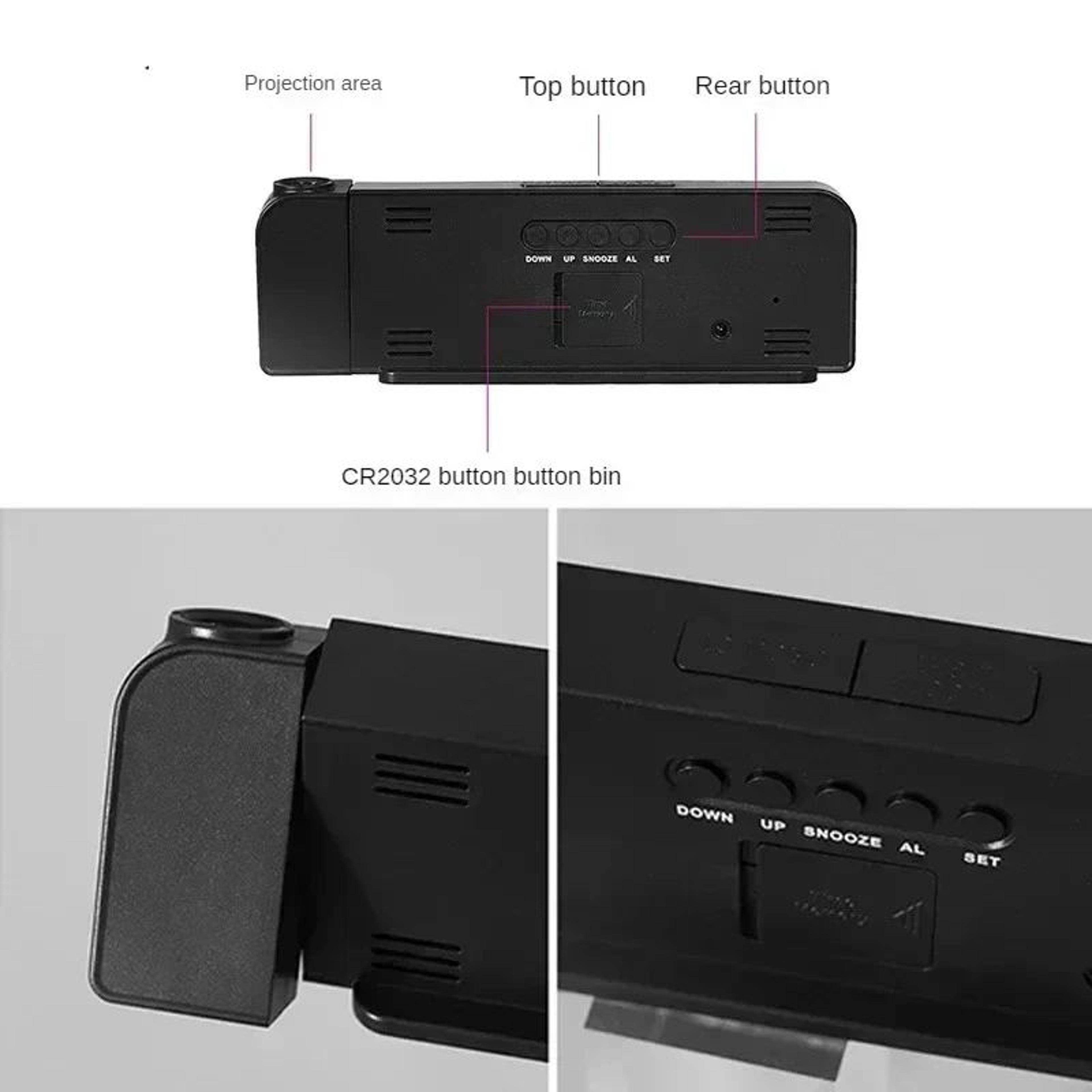 USB Projection Alarm Clock  LED Digital Clock With Temperature Date Night Mode Memory 12H 24H Displ 4