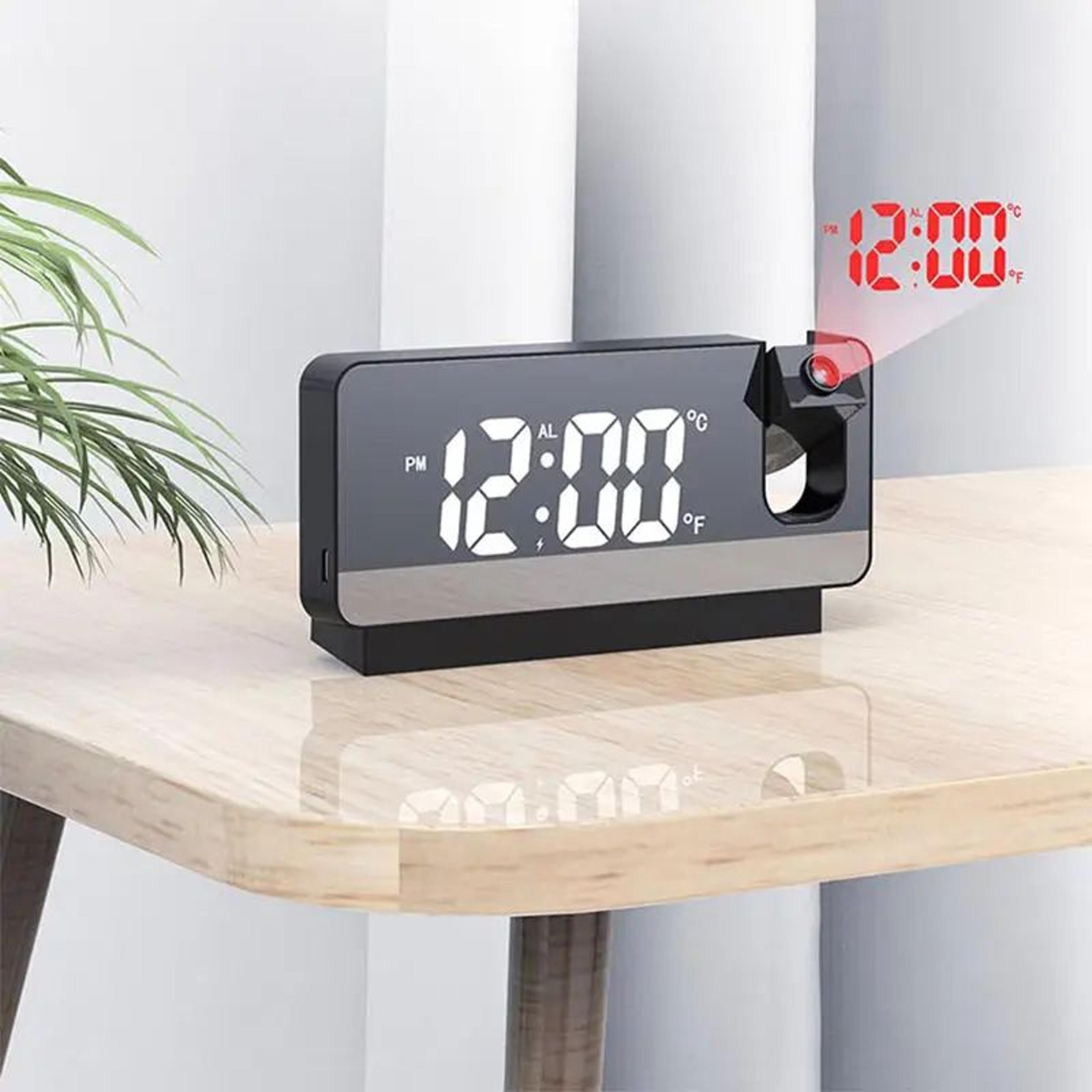 Projection Alarm Clock  LED Digital Ceiling Wall Projector With Dual Alarm Snooze Temperature  Mirr 5