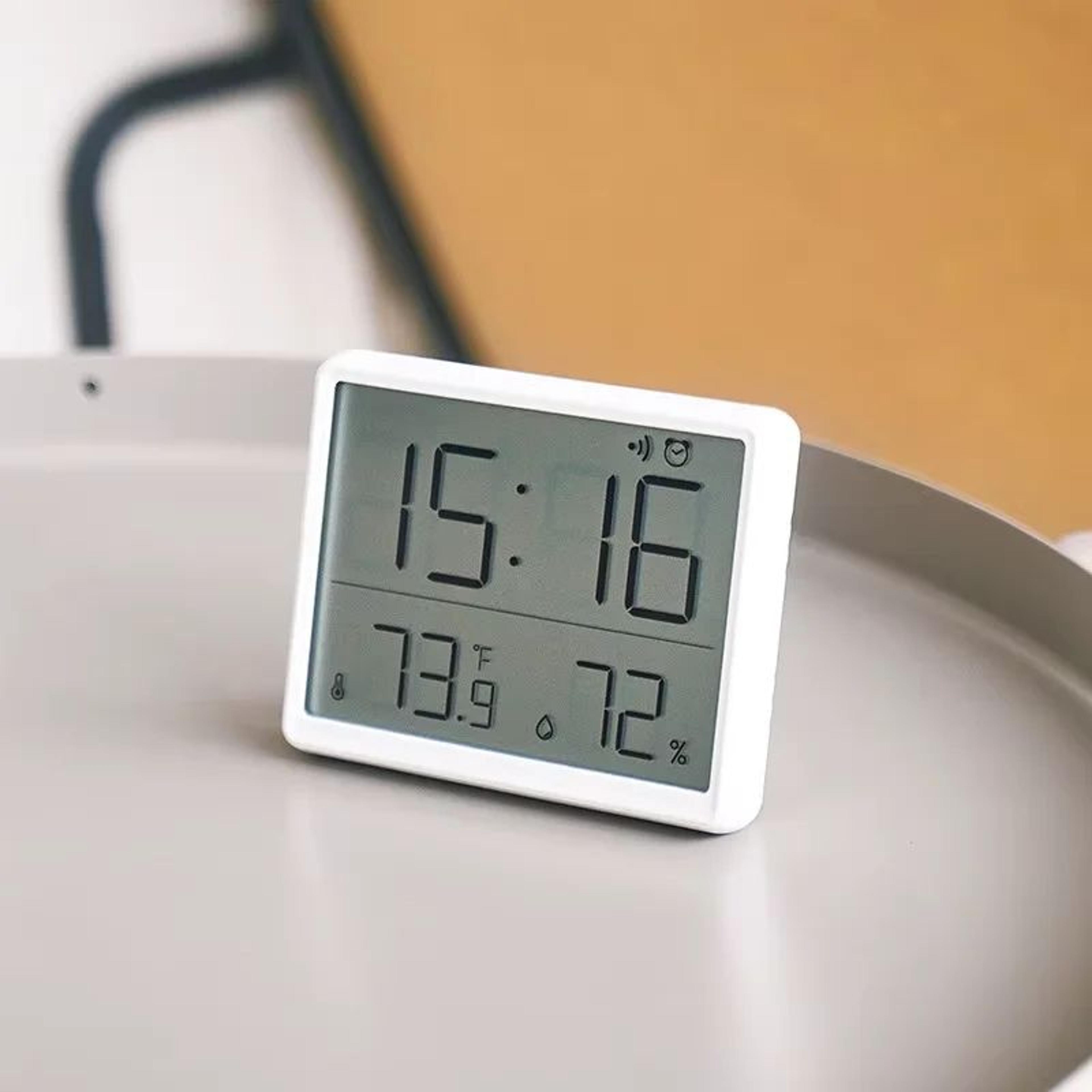 Large LCD Temperature Humidity Alarm Clock  UltraThin Digital Desktop Wall Mount Clock With Indoor  5
