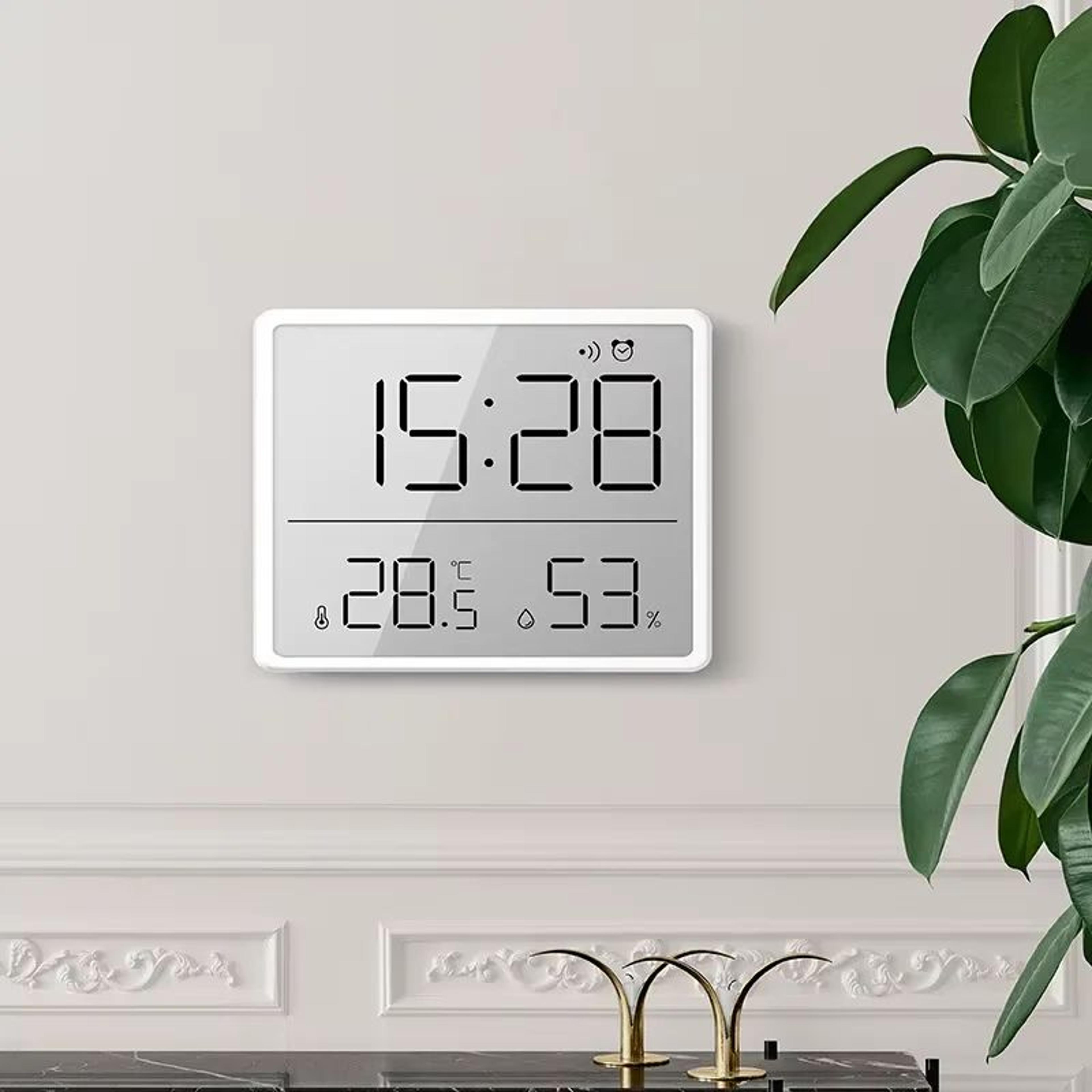Large LCD Temperature Humidity Alarm Clock  UltraThin Digital Desktop Wall Mount Clock With Indoor  4